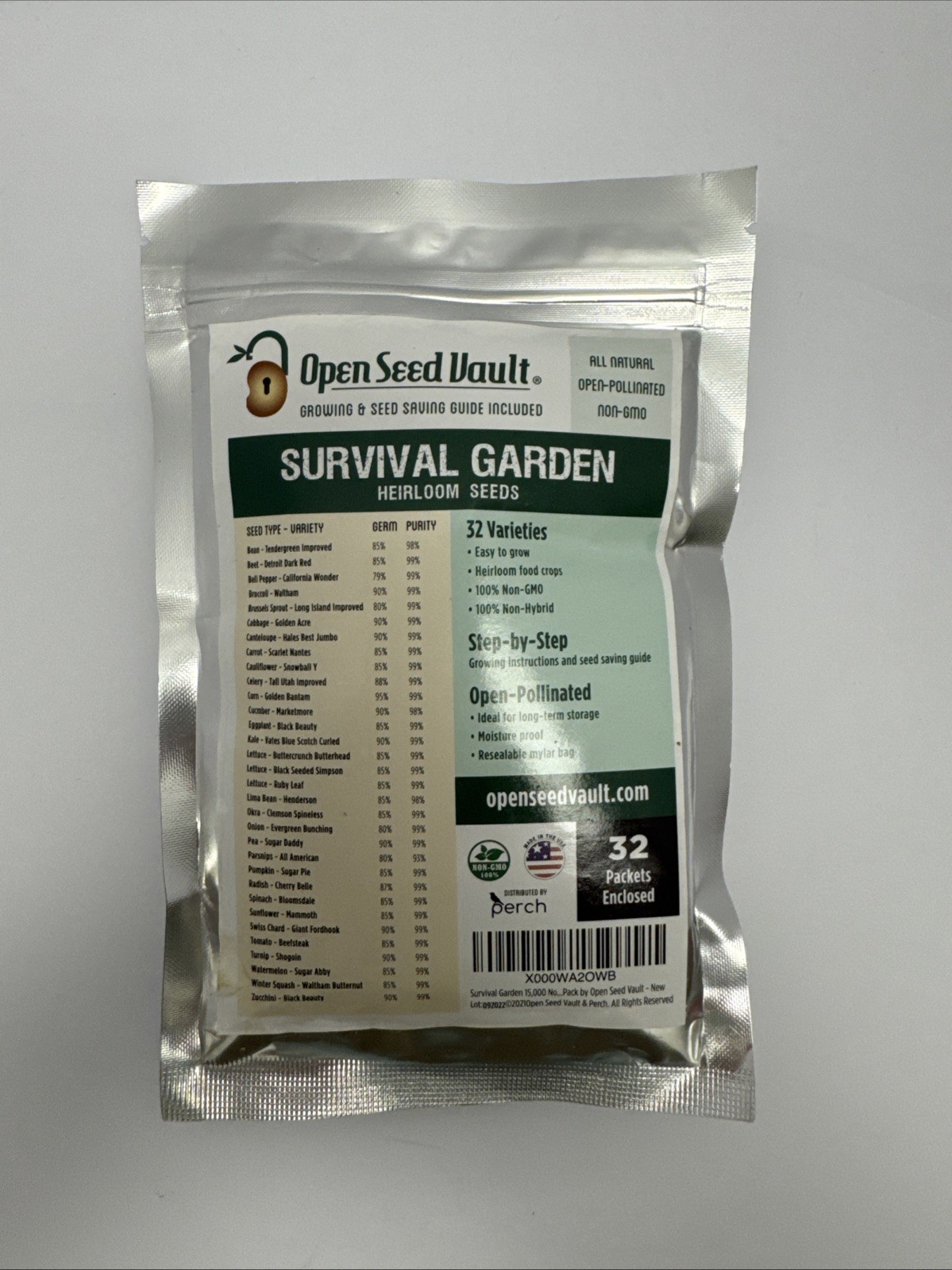 Open Seed Vault Survival Garden 15,000 Non-GMO Heirloom Vegetable Seeds sealed