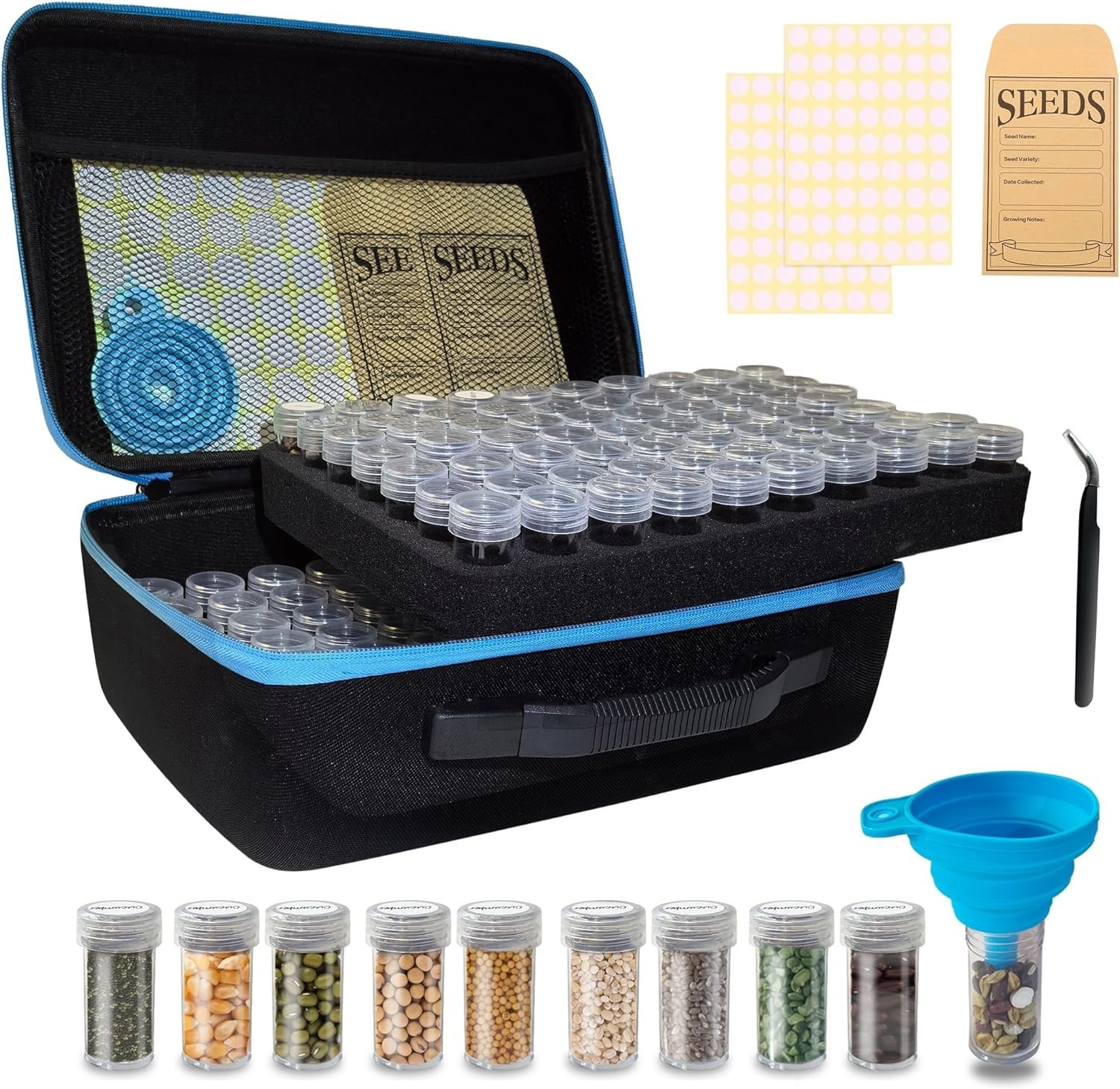 Seed Storage Organizer Box with 140 Slots and Envelopes for Vegetable and Flower