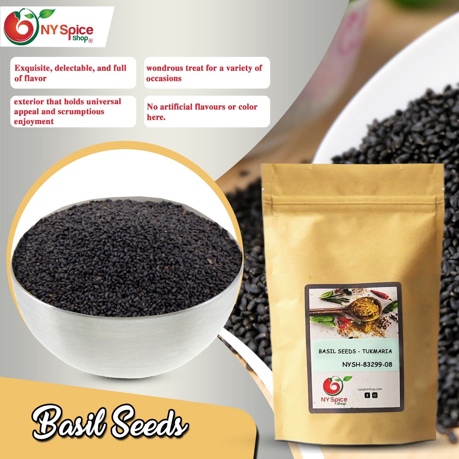 Basil Seeds Tukmaria Item Weight 8oz-3lb