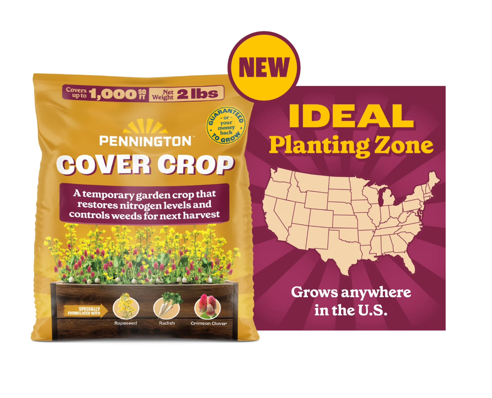 Pennington Cover Crop 2lb Grass Seed Mix for Stronger Garden Soil