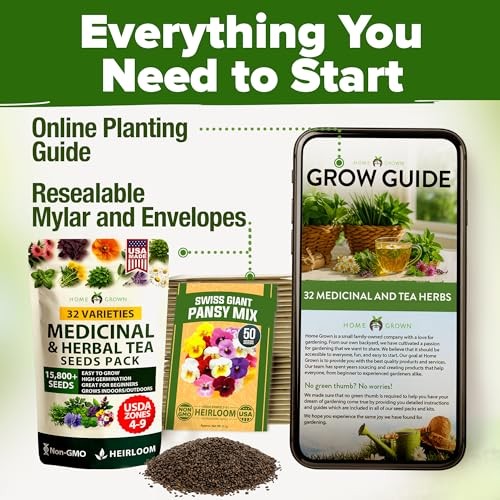 Herb Seeds 32 Medicinal Herbs and Tea Variety Pack – Annual & Perennial Herb