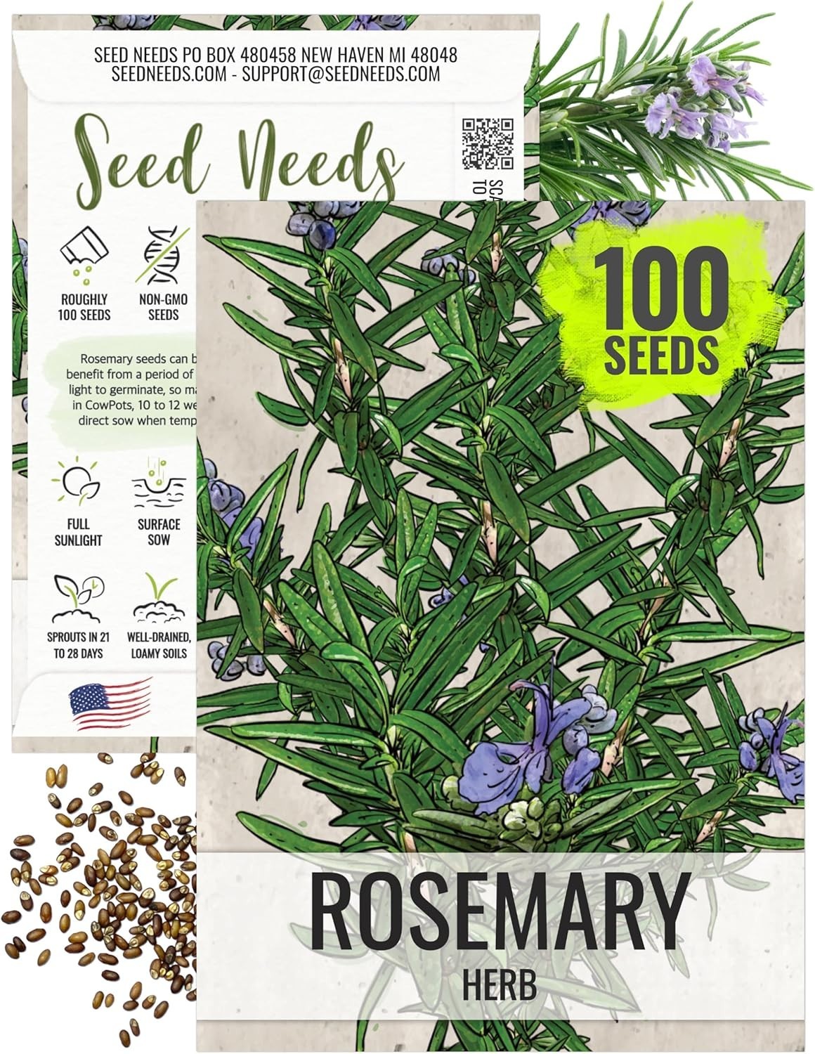 Heirloom Rosemary Seeds – Non-GMO with Medicinal & Culinary Benefits, 100 Seeds