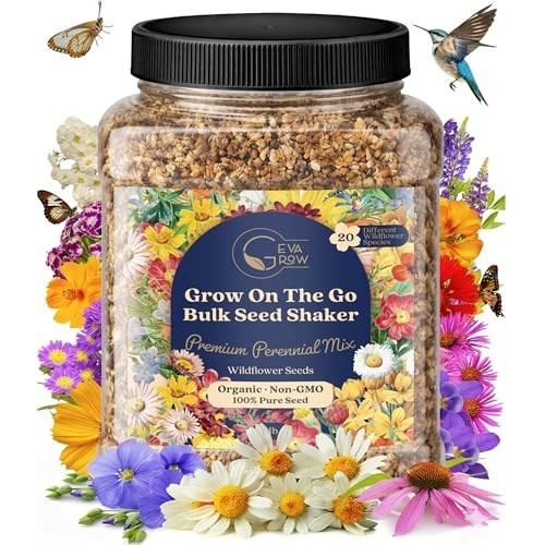 Bulk Wildflower Seed Shaker – 900,000+ Perennial Flower Seeds Mix, 1 lb Tub, Pla