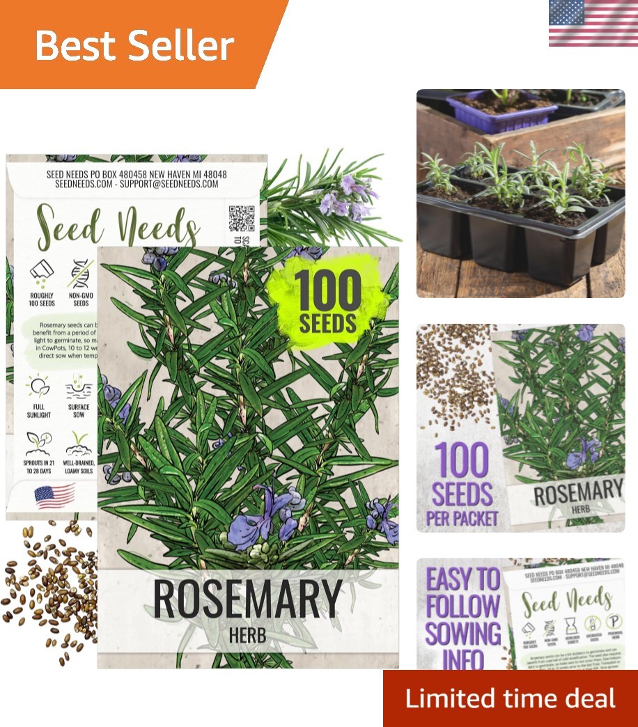 Heirloom Rosemary Seeds – Non-GMO with Medicinal & Culinary Benefits, 100 Seeds