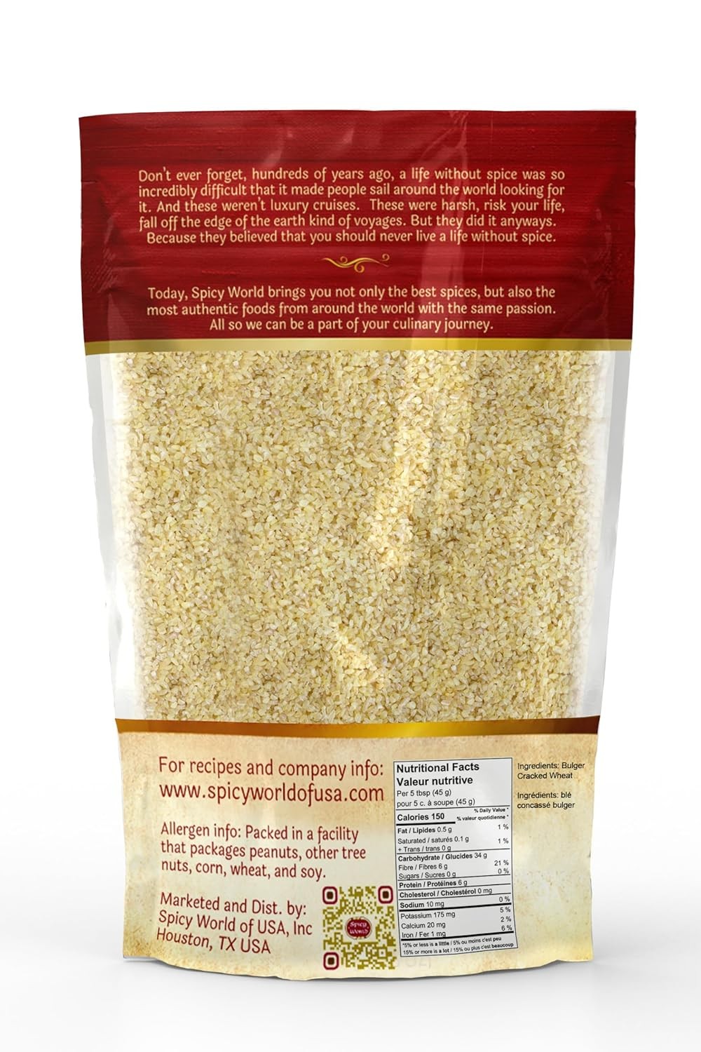 Bulgur Cracked Wheat Fine #1, 2 LB Bag (32oz) | USA Grown 2 Pound (Pack of 1)