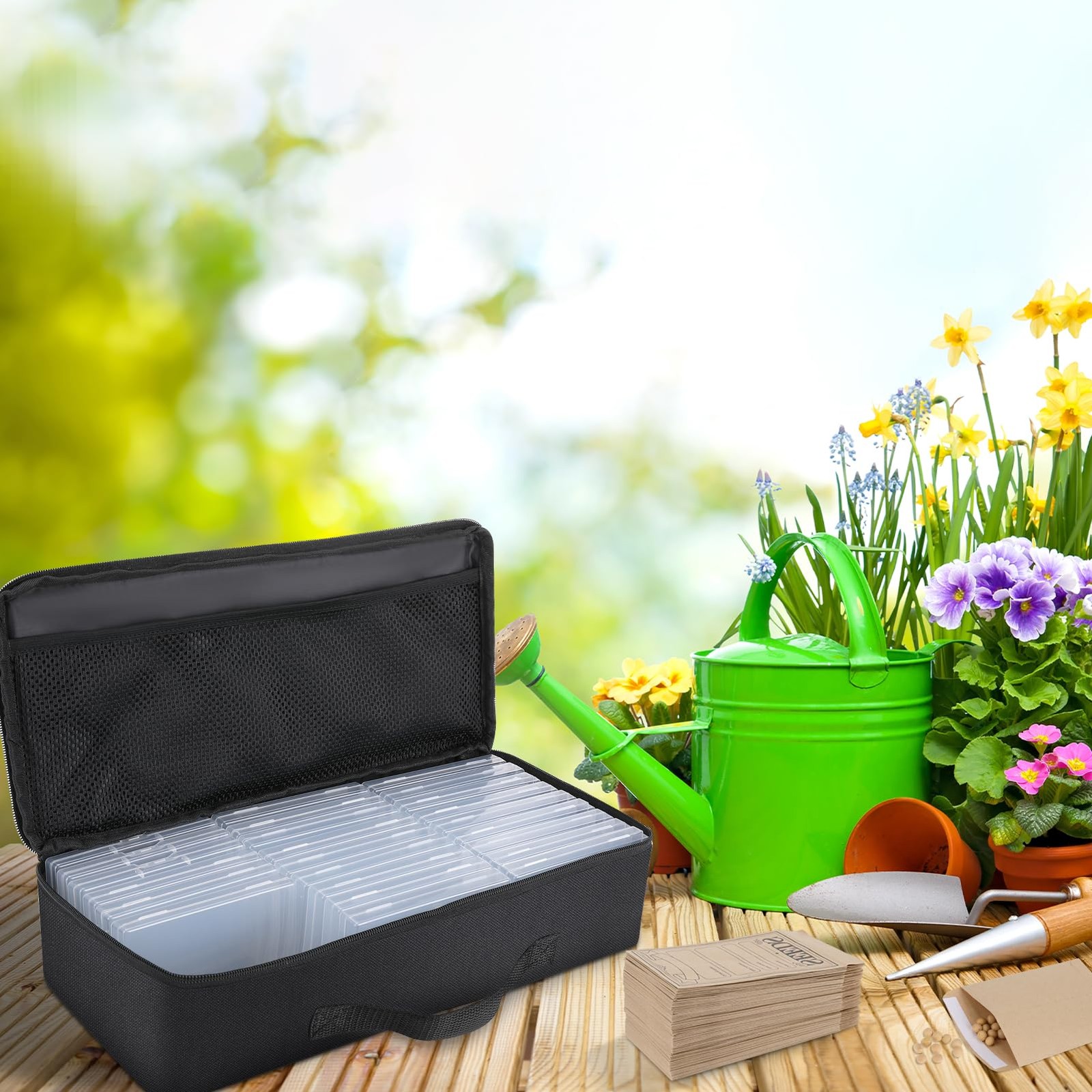 27 Slots Seed Storage Organizer Box Garden Packet 90 Pcs Envelopes Label