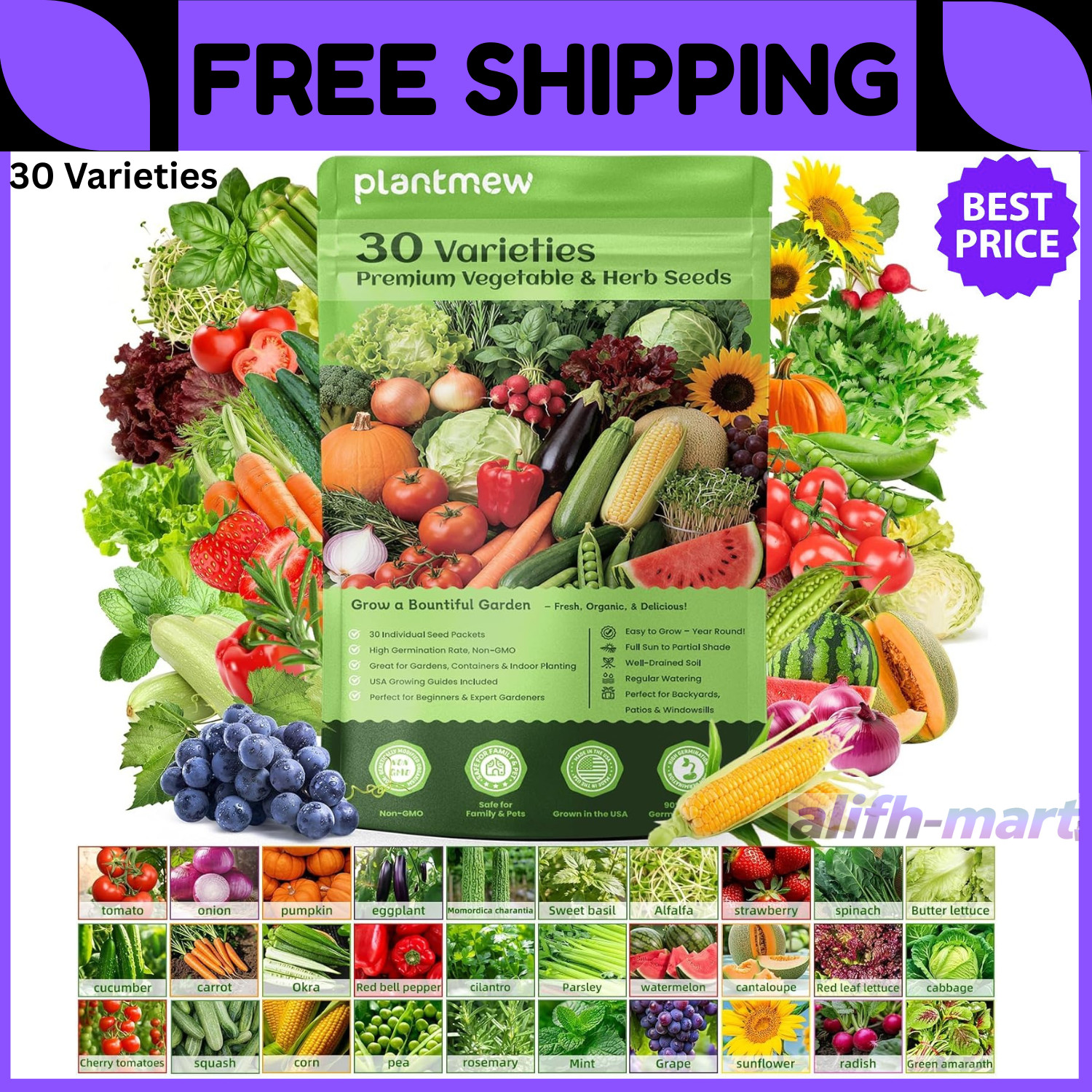 Seed Vault Heirloom Vegetable Seeds Kit, 15,000+ Non-GMO, Survival Gear
