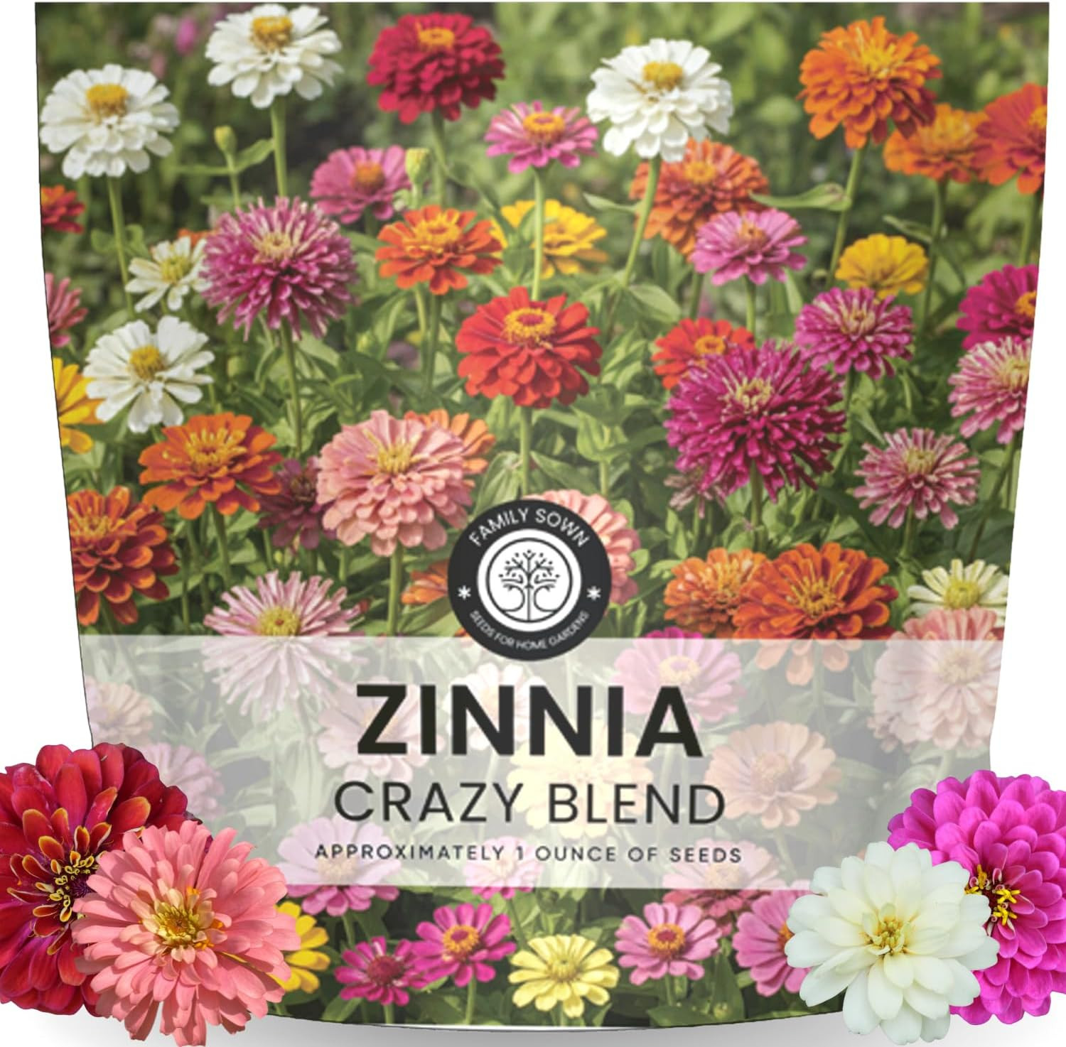 Zinnia Crazy Blend – 4,000 Seeds for Planting – 1 Ounce Pouch