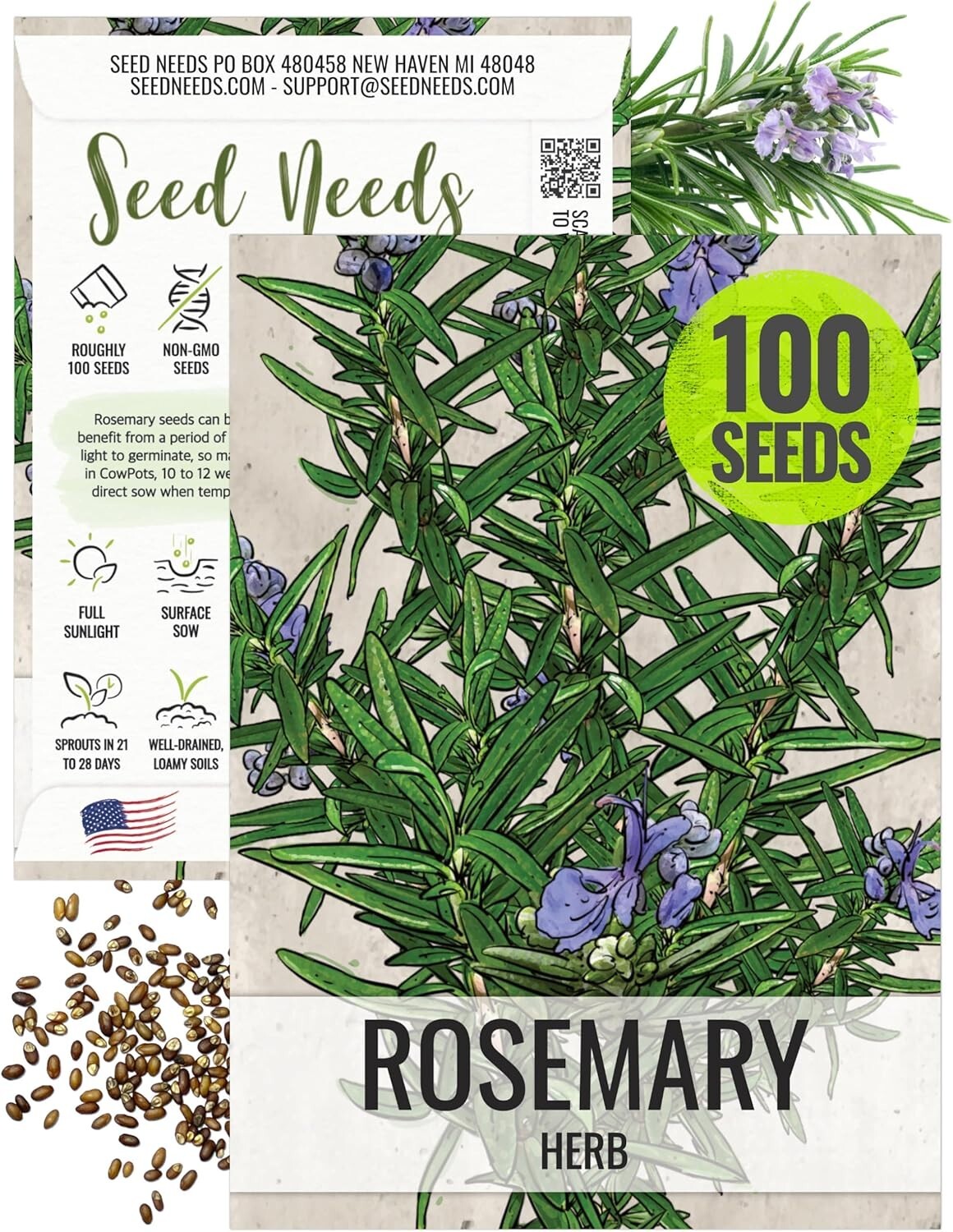 Heirloom Rosemary Seeds – 100 Non-GMO Seeds for Culinary & Medicinal Gardens