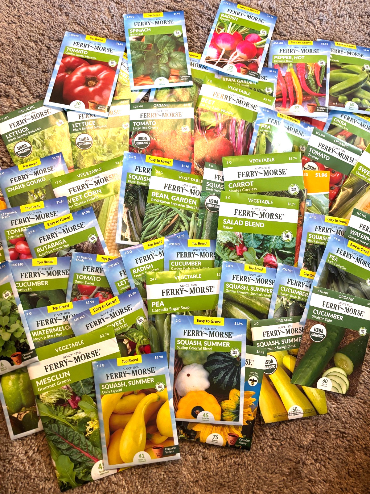 50 Ferry Morse Vegatable Seed Pack Lot Mixed Variety Each Different 2026 NEW