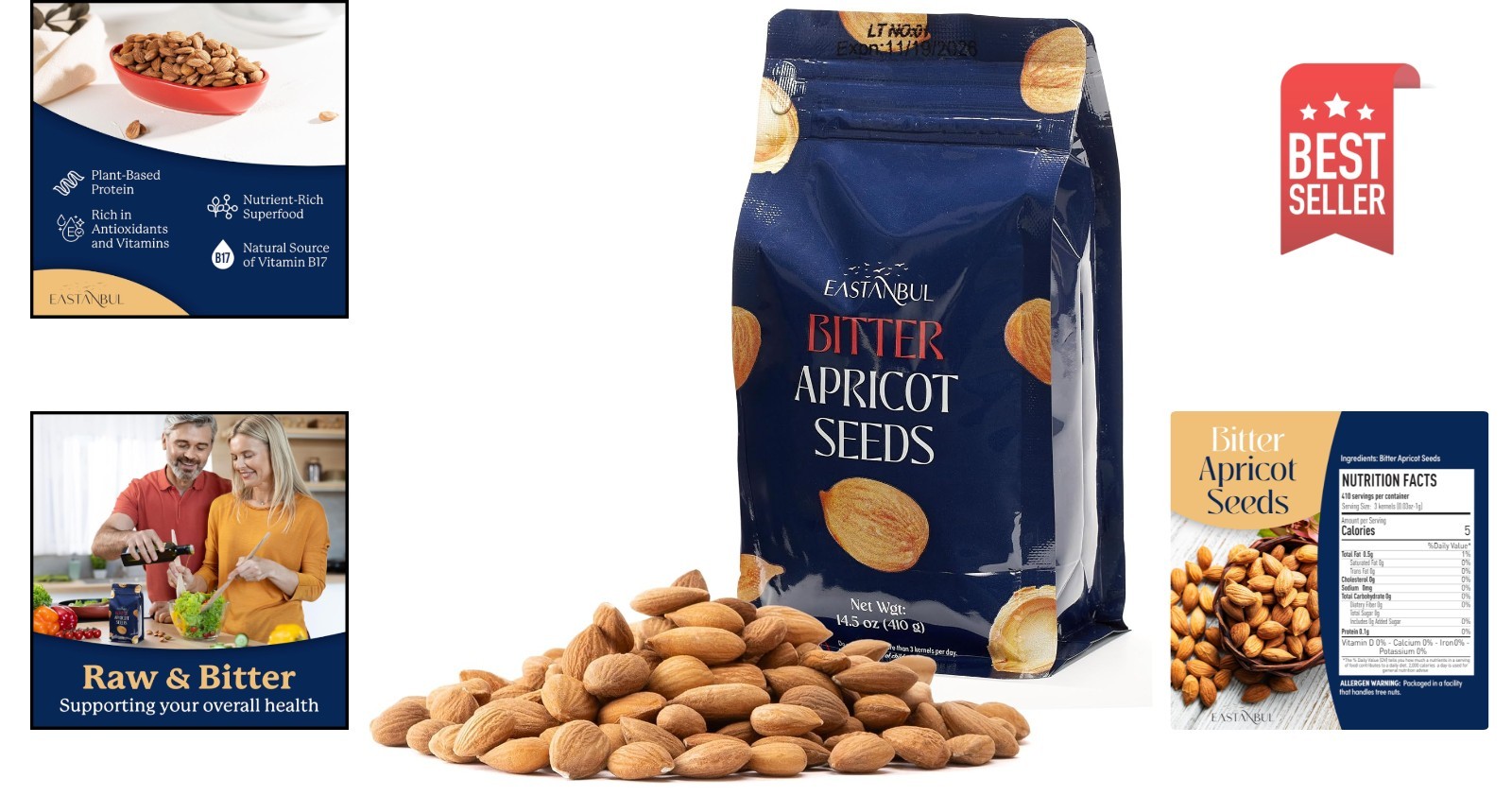 Organic Bitter Raw Apricot Kernel Seeds 14oz Gluten Free USDA 1 lb