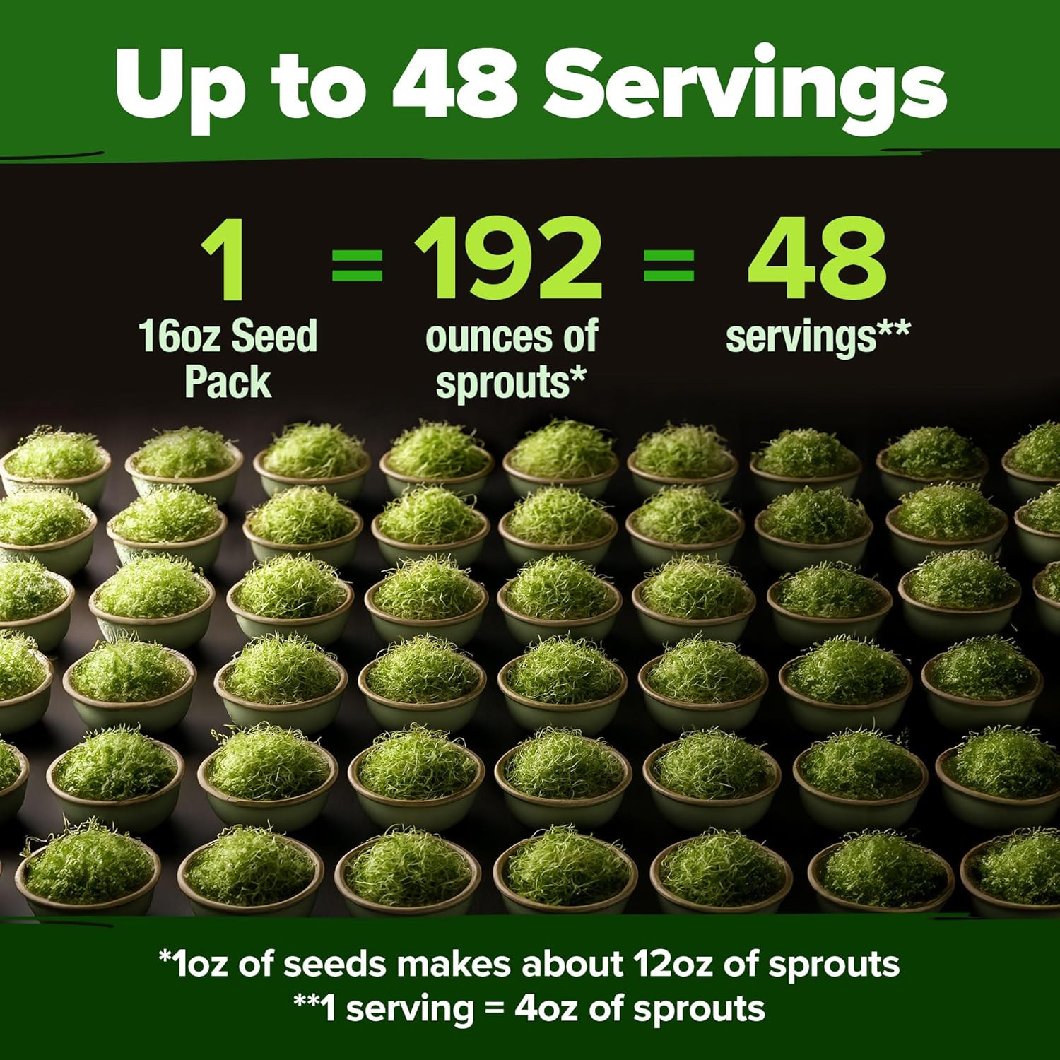 Premium Non-GMO Sprouting Seeds Mix 118,200+ Seeds Microgreens 4 Variety Blend B
