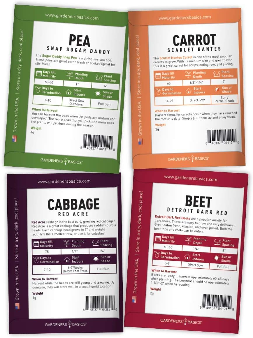 Winter, Fall, and Spring Vegetable Seeds for Planting | Cool Weather Crops | 8 V