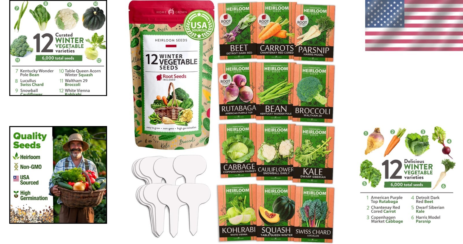 Winter Vegetable Seeds Collection – 12 Organic Heirloom Varieties for Gardeners