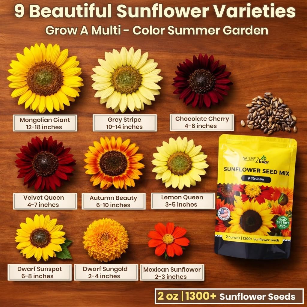 Bulk Garden Variety Sunflower Seeds Pack for Planting – 1300+ Seeds