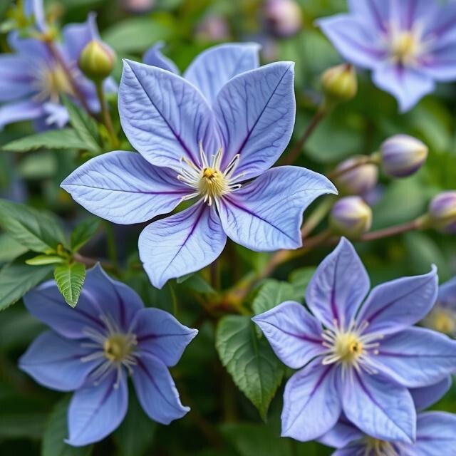 20 Blue Downy Clematis macropetala Hybrid Flower Seeds Climber Plant Hardy Vine