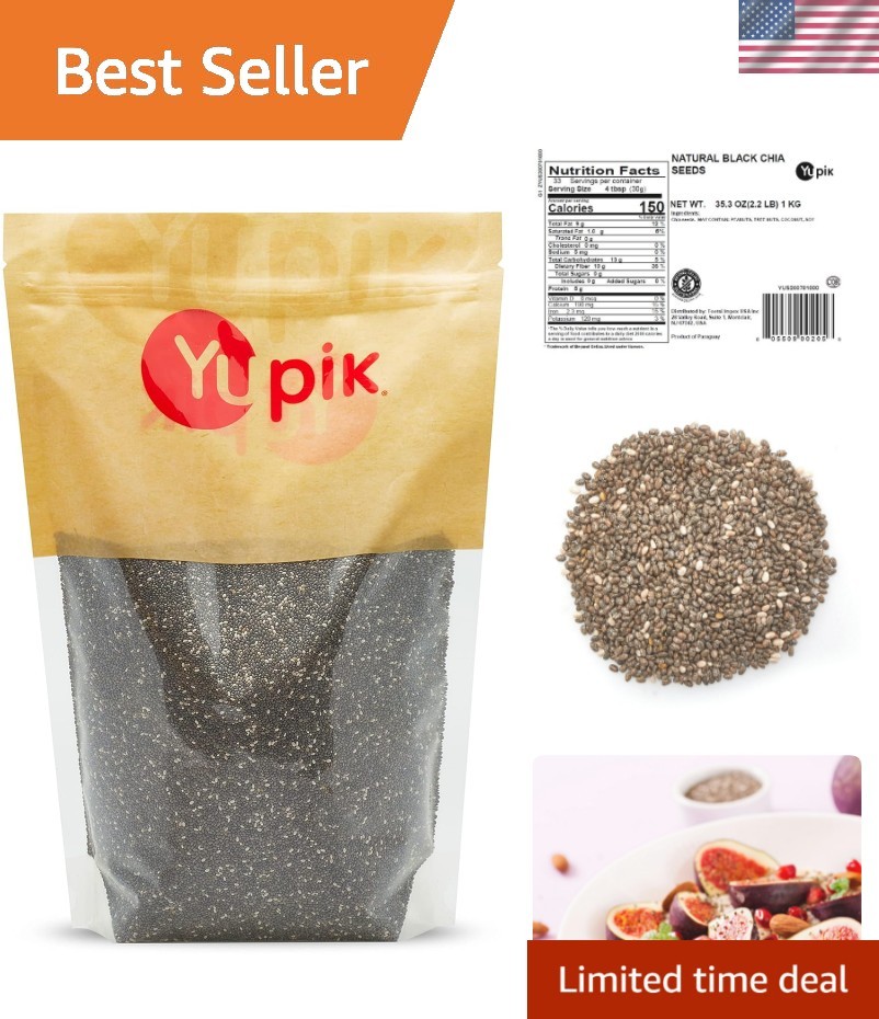 Gluten-Free Black Chia Seeds, 2.2 lb – Versatile Superfood for Healthy Recipes