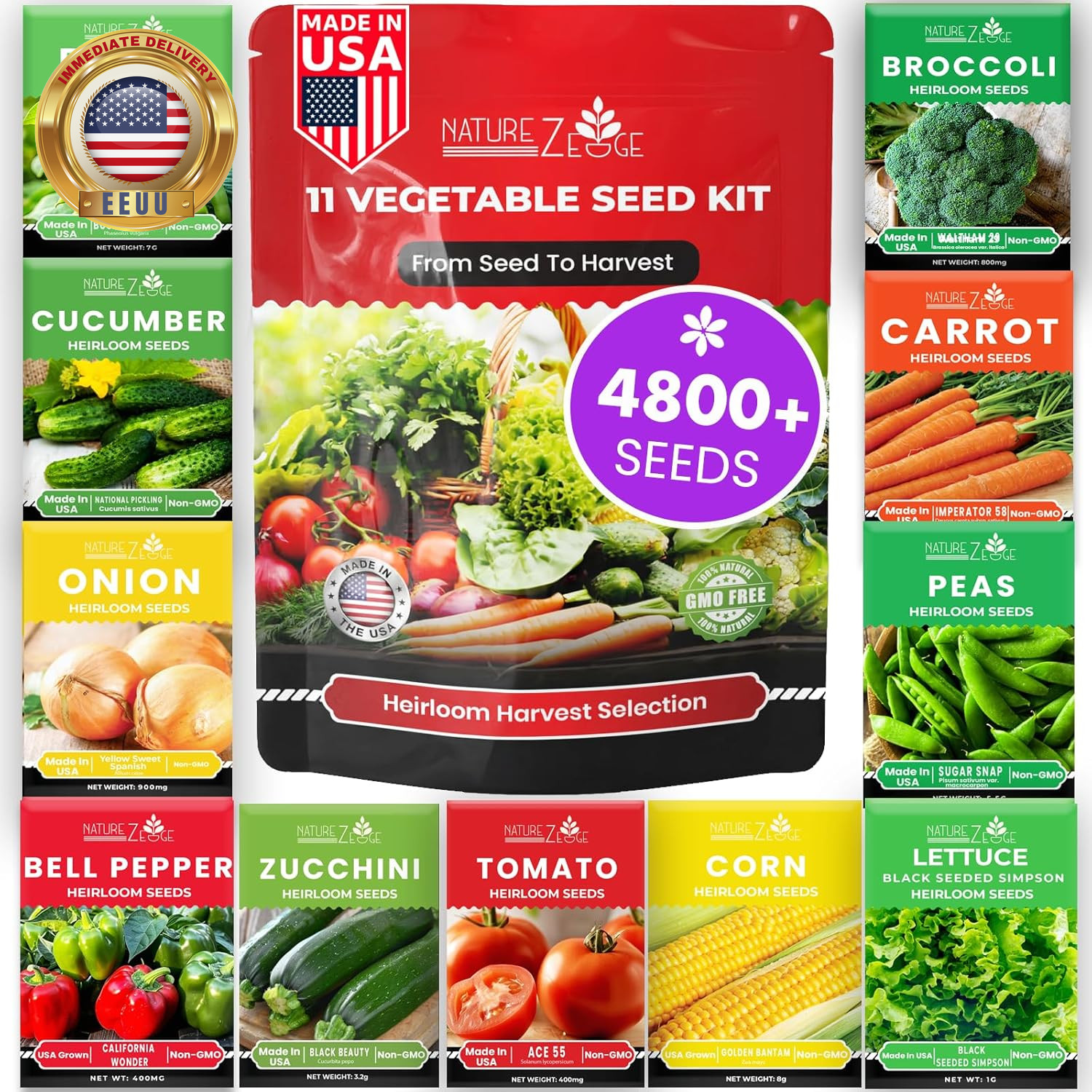 11 Heirloom Seeds for Planting Vegetables and Fruits, 4800 Survival Seed Vault a
