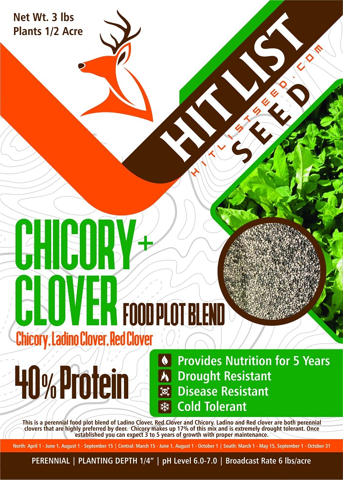 Chicory & Clover Food Plot Seeds for Deer – Perennial Mix for Spring, Summer, Fa