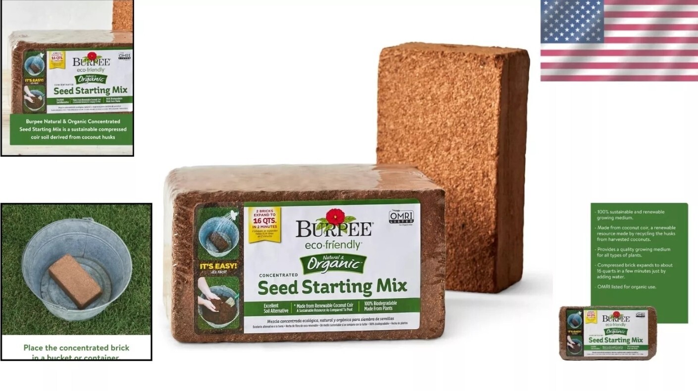 Versatile Organic Seed Starting Coconut Coir Mix – 100% Biodegradable & 16 Quart