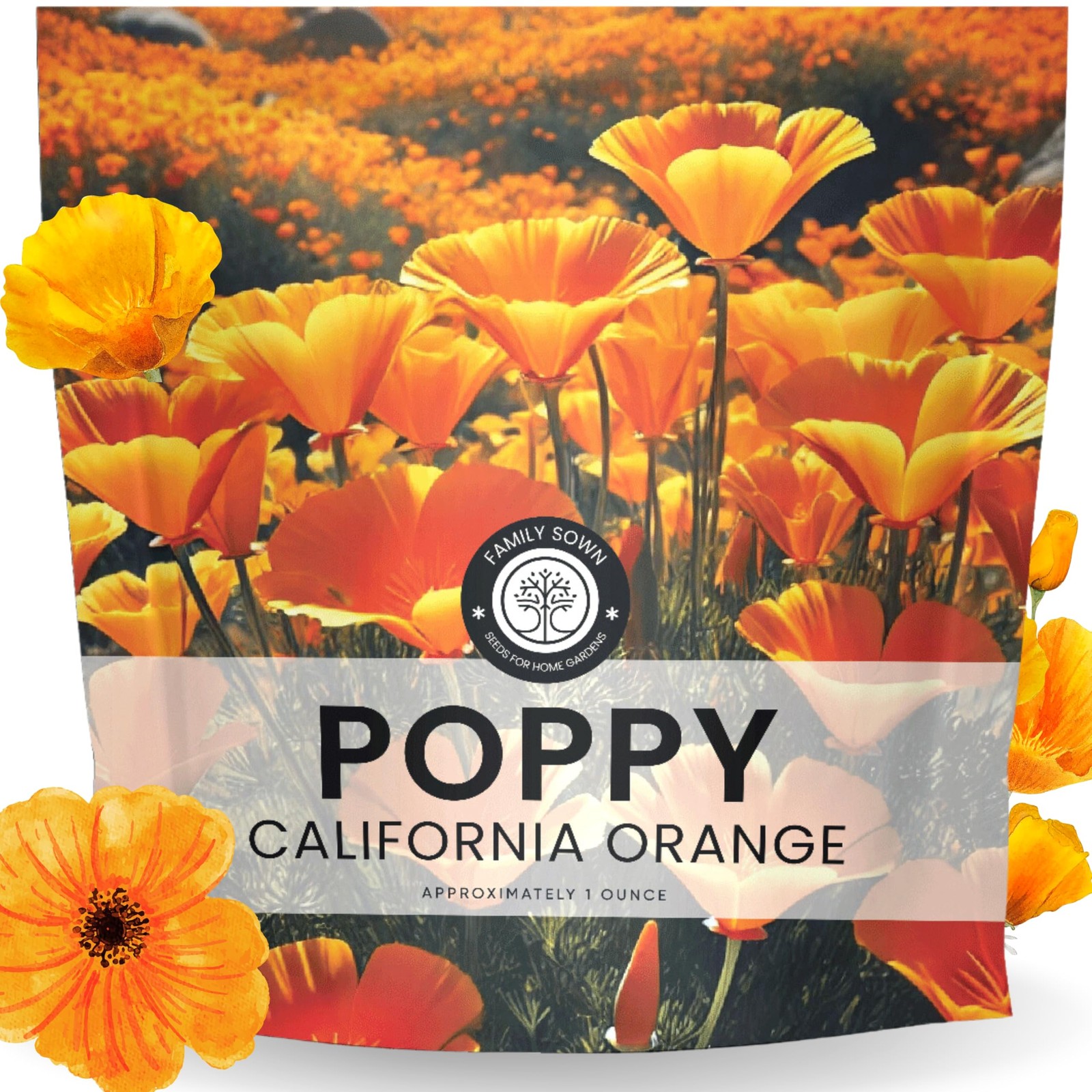 California Poppy Orange – Large 1 Ounce Packet – 1 oz (20,000 Seeds)