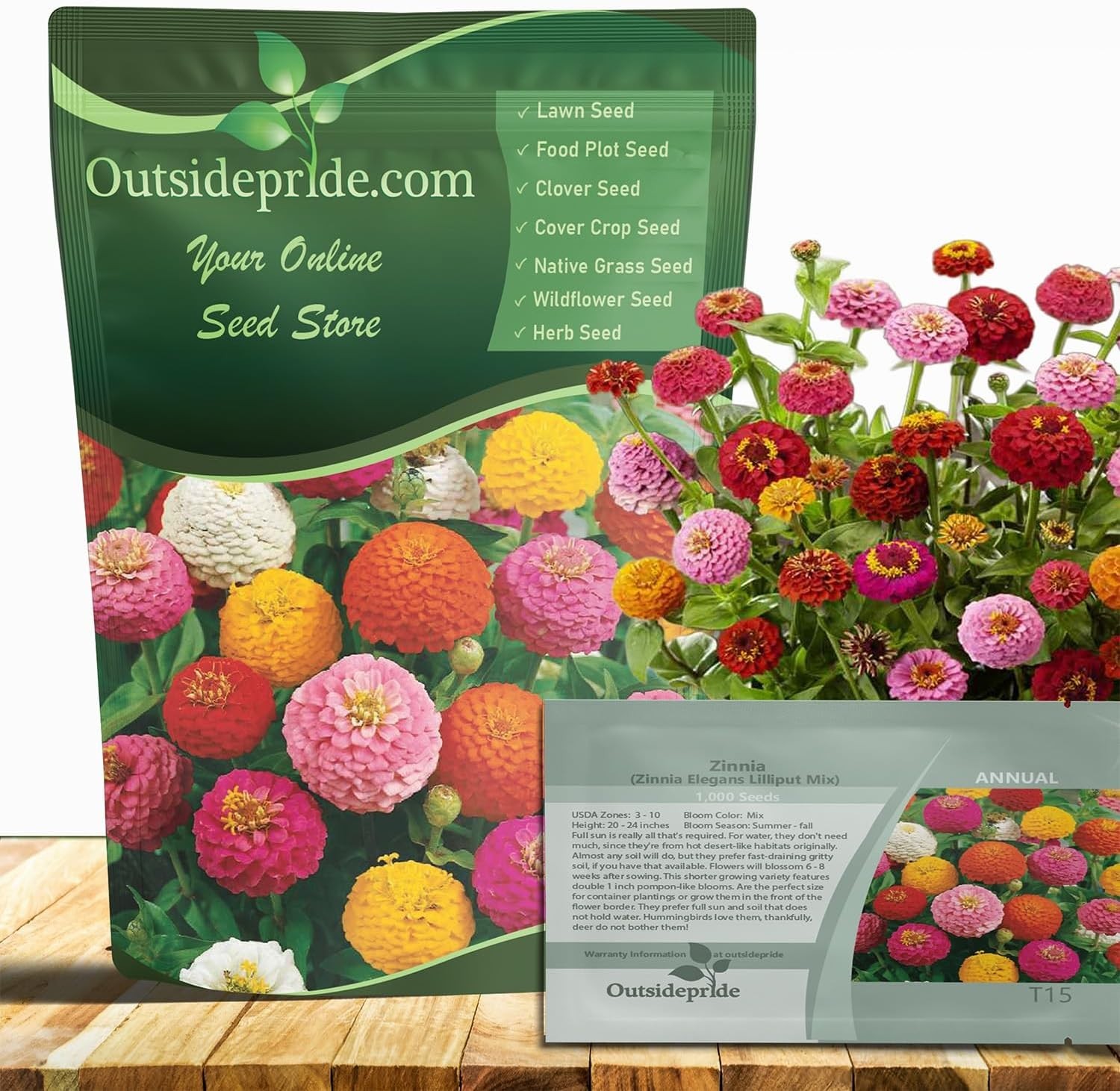 Compact Heirloom Zinnia Seeds – 1/4 Lb. for Beautiful Summer to Winter Blooms