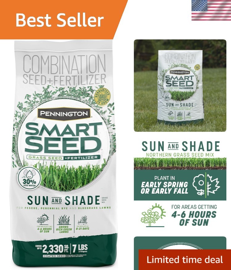 Pennington Smart Seed Sun & Shade Grass Mix 7 lb – Drought Resistant Excellence