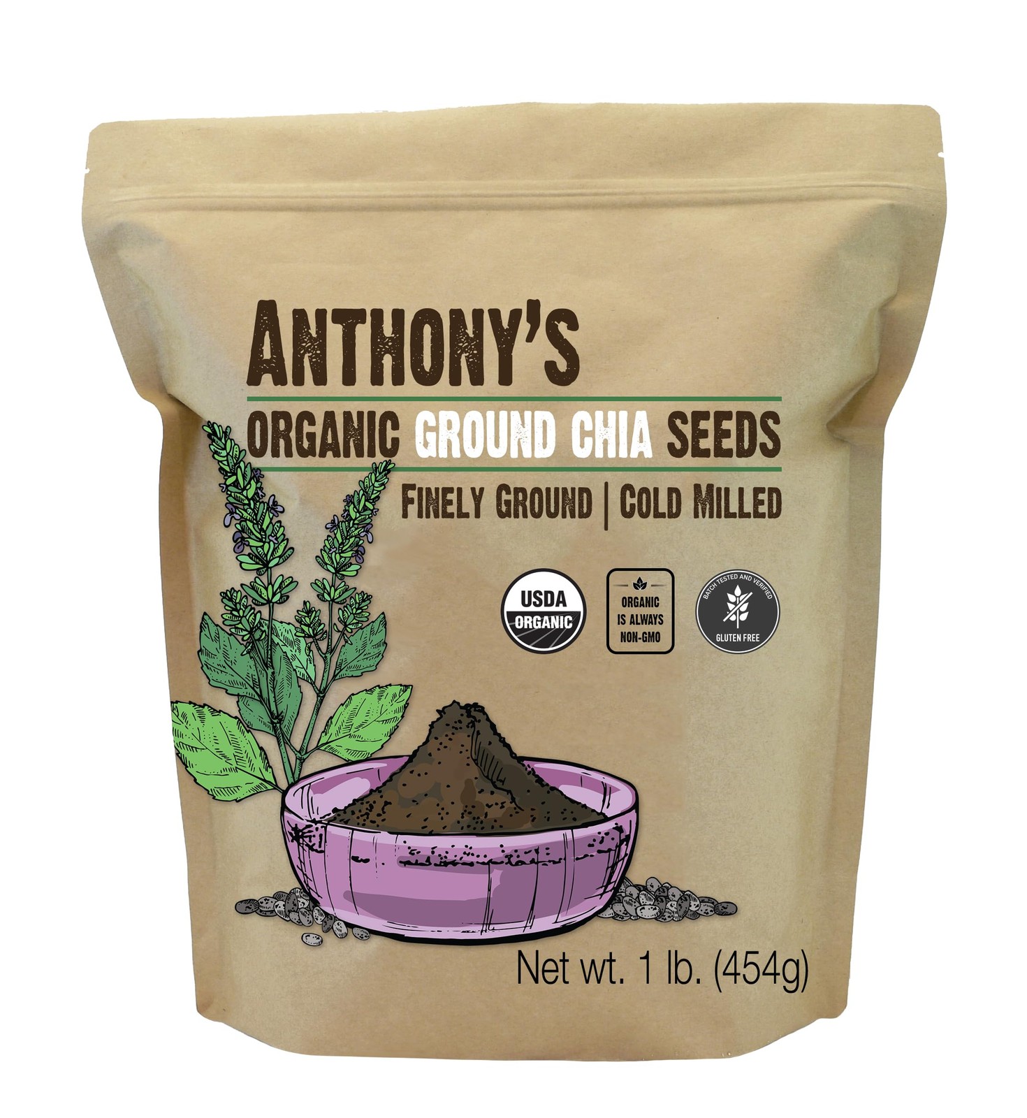 Anthony’s Organic Ground Chia Seed, 1 lb, Finely Ground, 16 Ounce (Pack of 1)