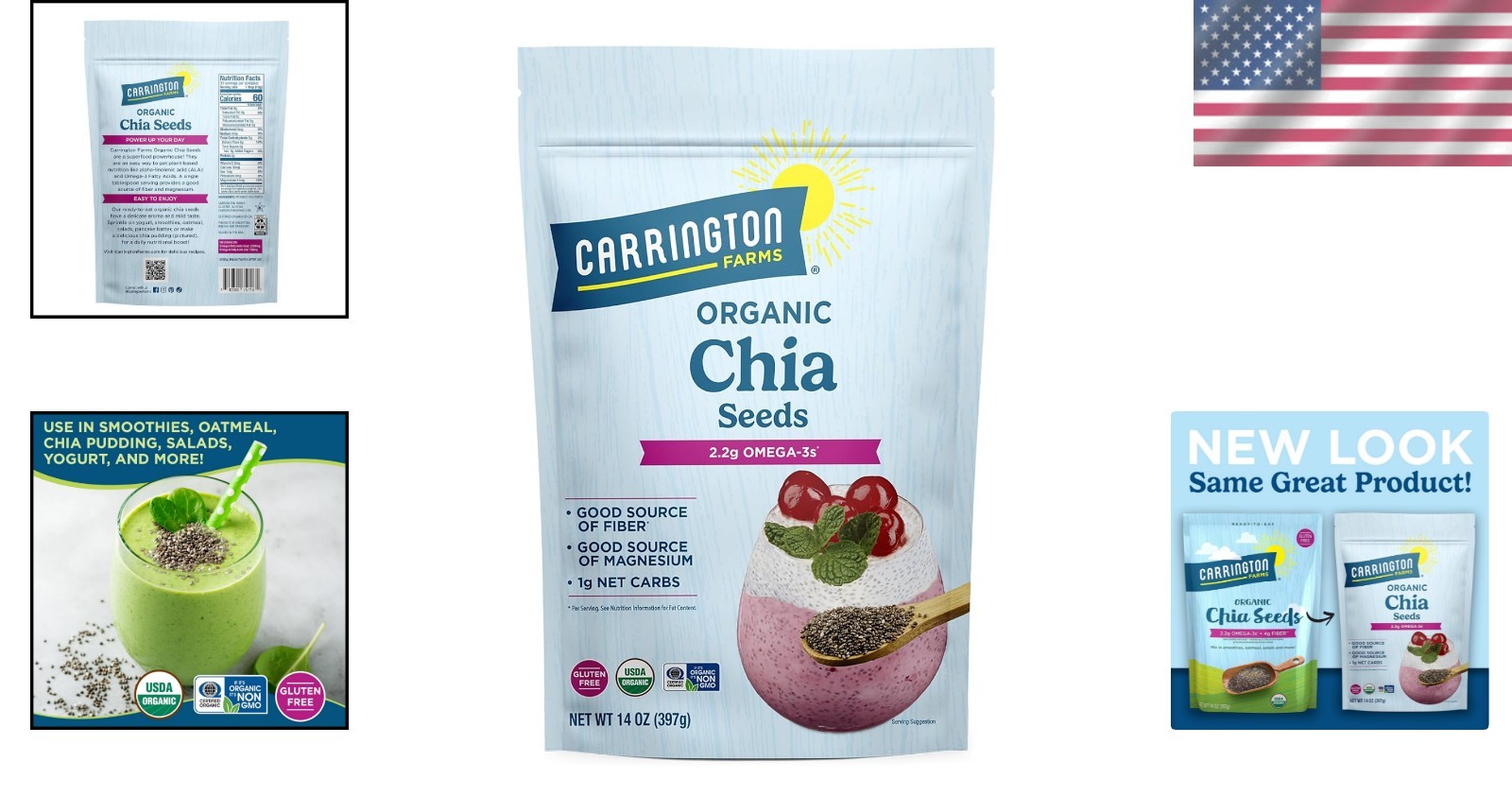 14 Ounce USDA Organic Chia Seeds – Nutrient-Rich & Versatile for Healthy Living