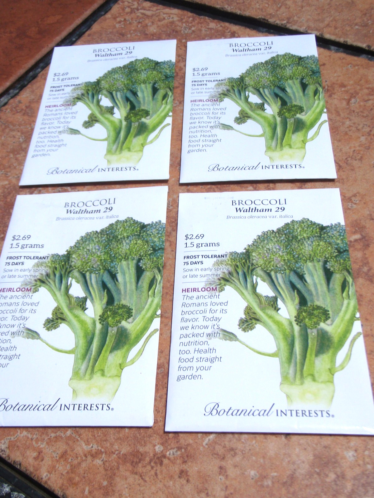 (4 PACK) HEIRLOOM NEW BROCCOLI WALTHAM 29-BOTANICAL INTERESTS SEEDS-PK 12/31/25