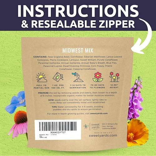 – Large 1 Ounce Packet – 15,000 Flower 1 Ounce (Pack of 1) Midwest Regional Mix