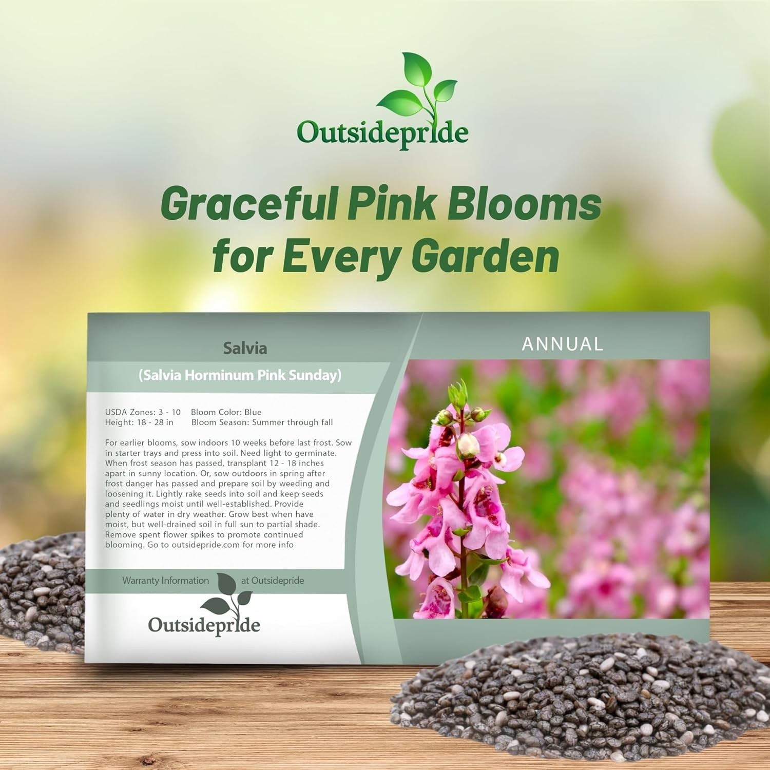 1000 Seeds Pink Sage Salvia Seed For Planting – Salvia Pink Sunday Flower Seed