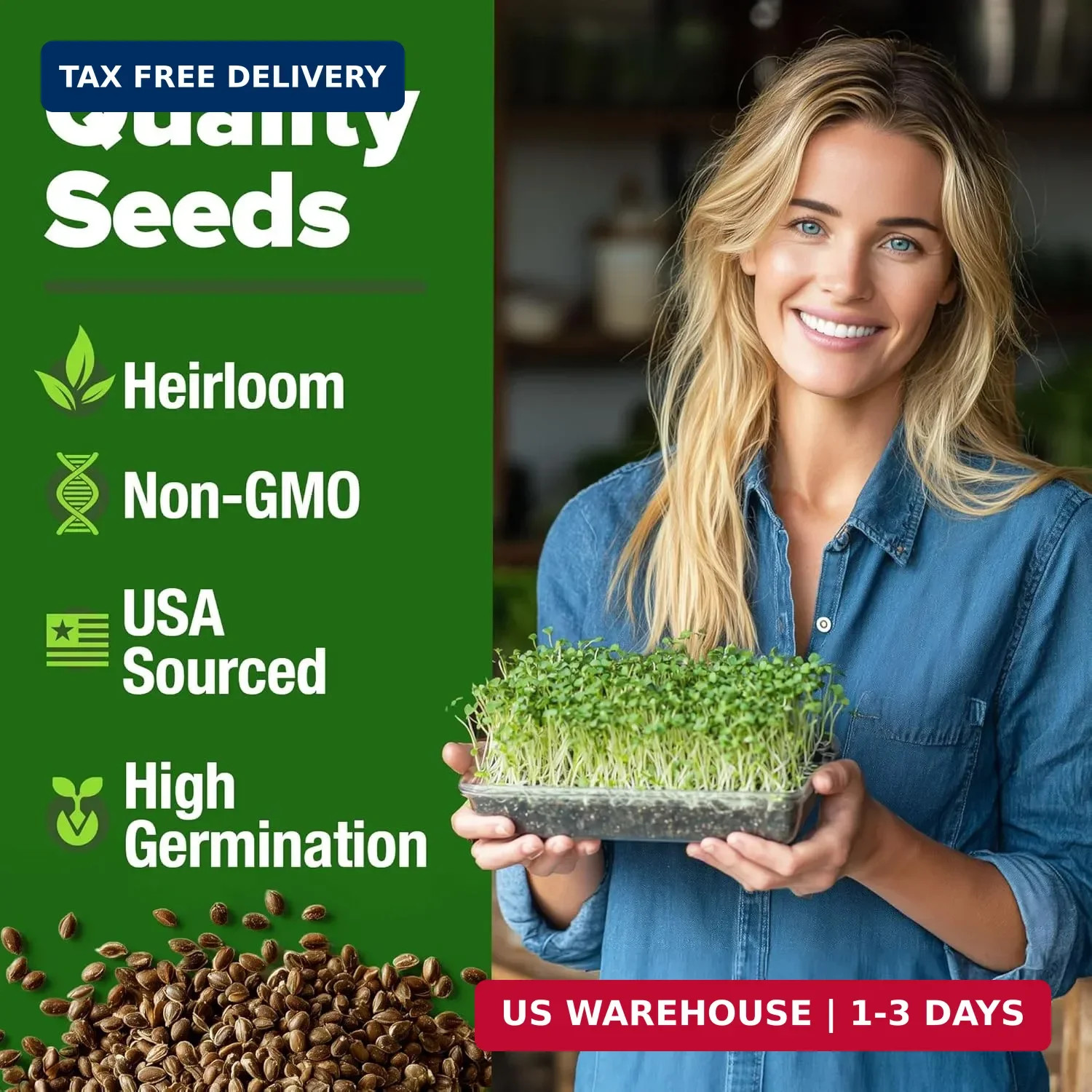 HOME GROWN Broccoli Seeds 8 oz Bulk Heirloom Non-GMO, High Germination, Sulforap