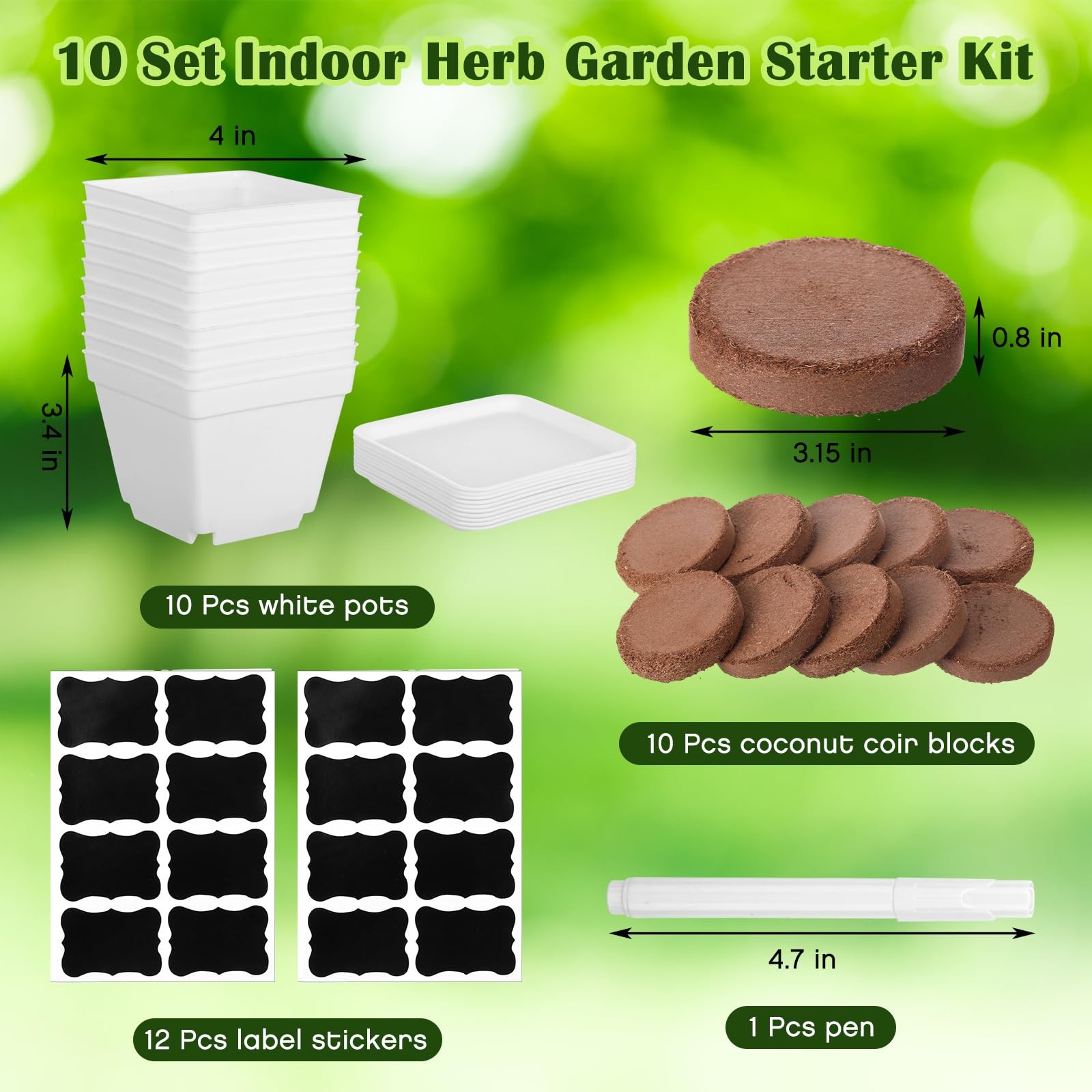 10 Set Indoor Herb Garden Starter Kit, Herb Growing Kit with Pots, Nutritiona…