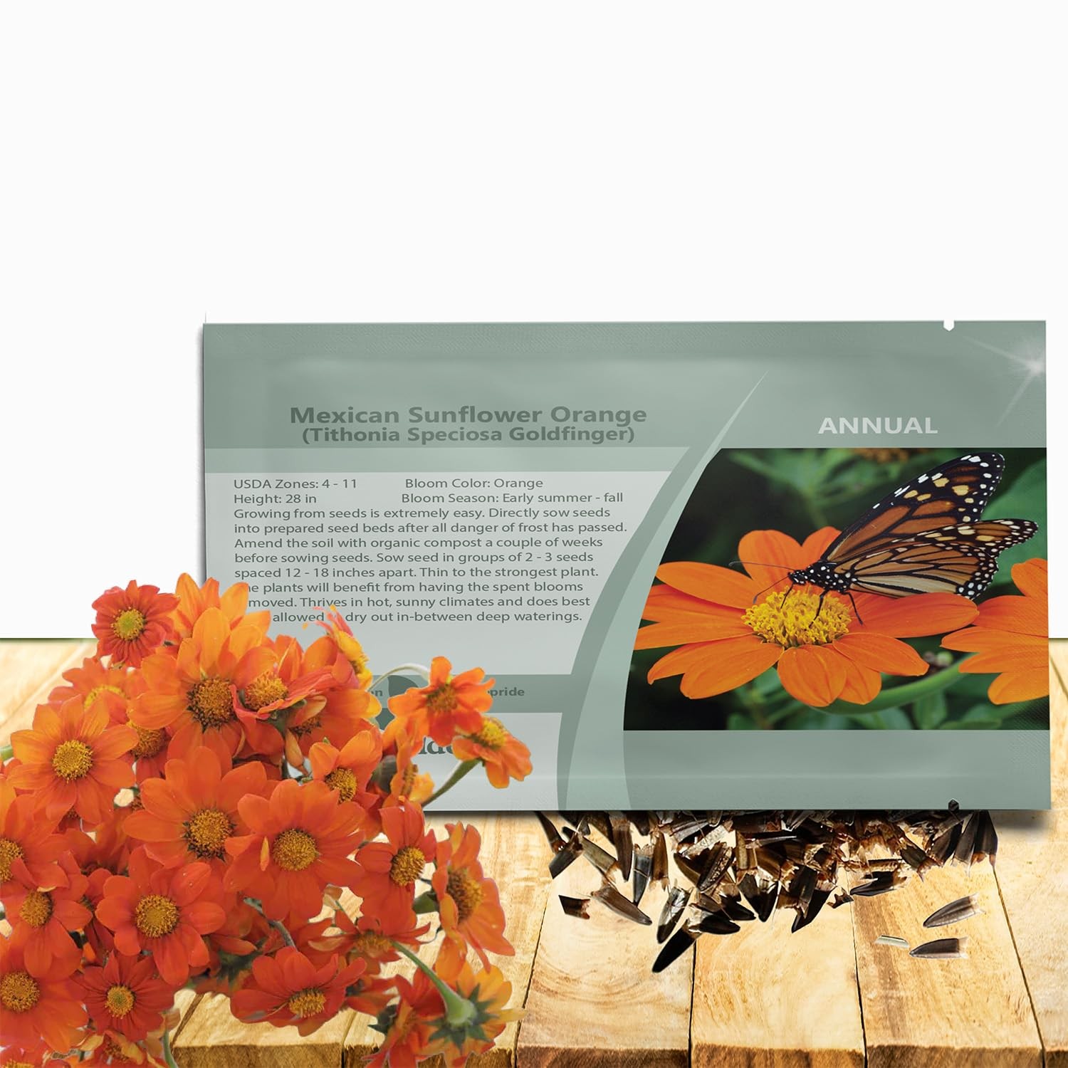 Goldfinger Mexican Sunflower Seeds – 500 Pcs Drought-Tolerant Tithonia Flowers