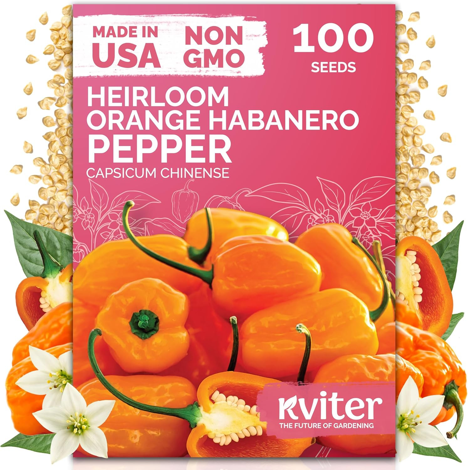 100 Orange Habanero Hot Pepper Seeds (Capsicum Chinense) – Habanero Extra Hot Pe