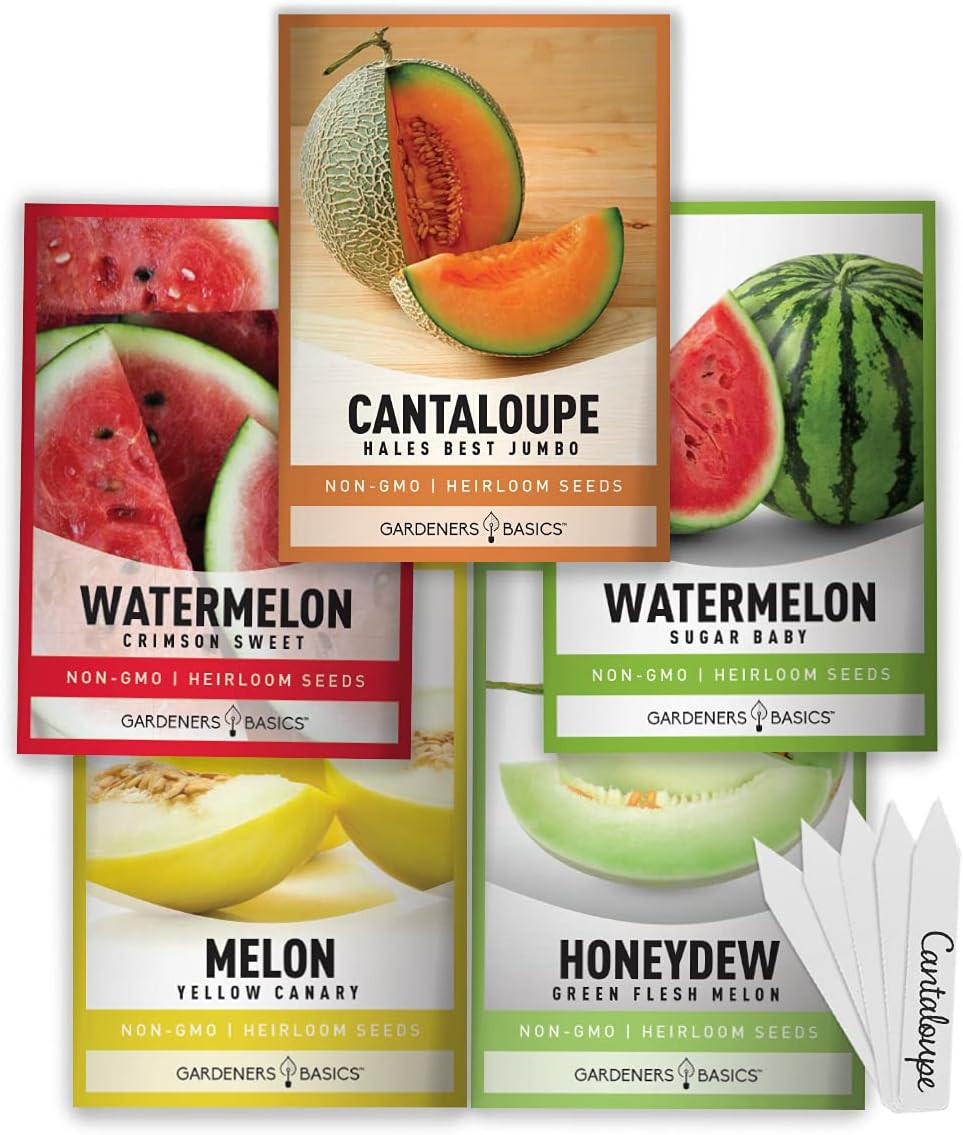 , Melon Fruit Seeds for Planting Home Garden 5 Variety Packs – Hales Best Cantal