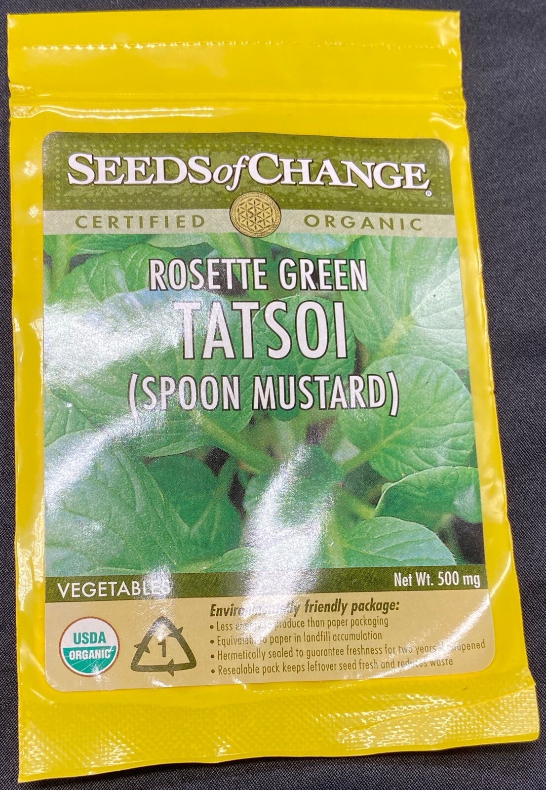 Seed packet – ROSETTE GREEN TATSOI (SPOON MUSTARD) (Brassica rapa) – sealed, new