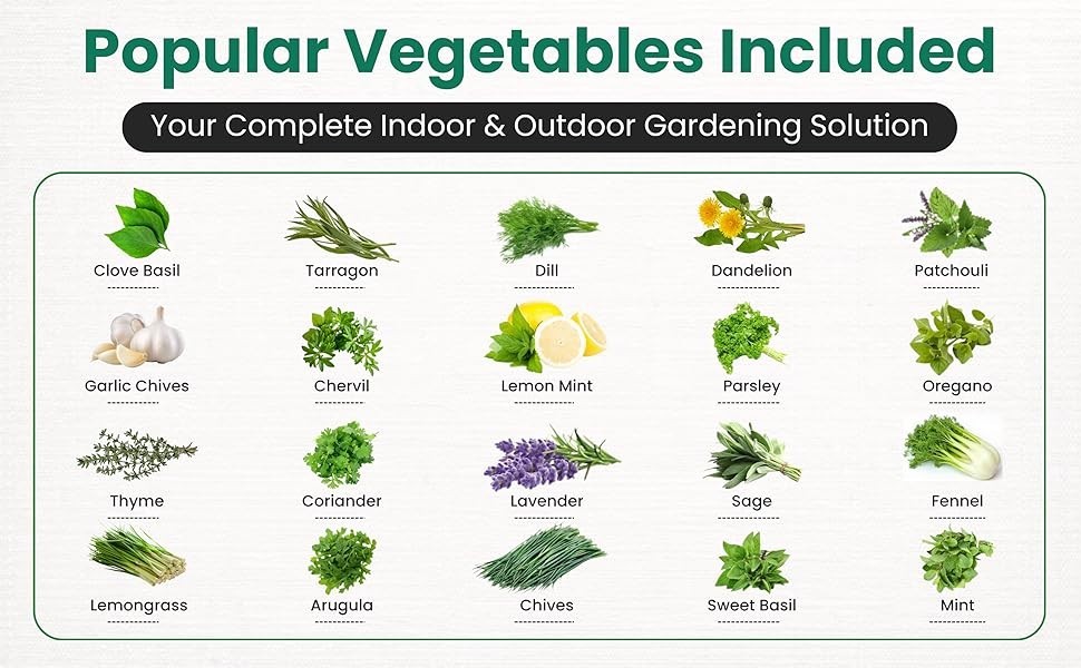 20 HERB Seeds Variety Pack Complete Grow Kit Culinary Herbs Indoor Outdoors Seed