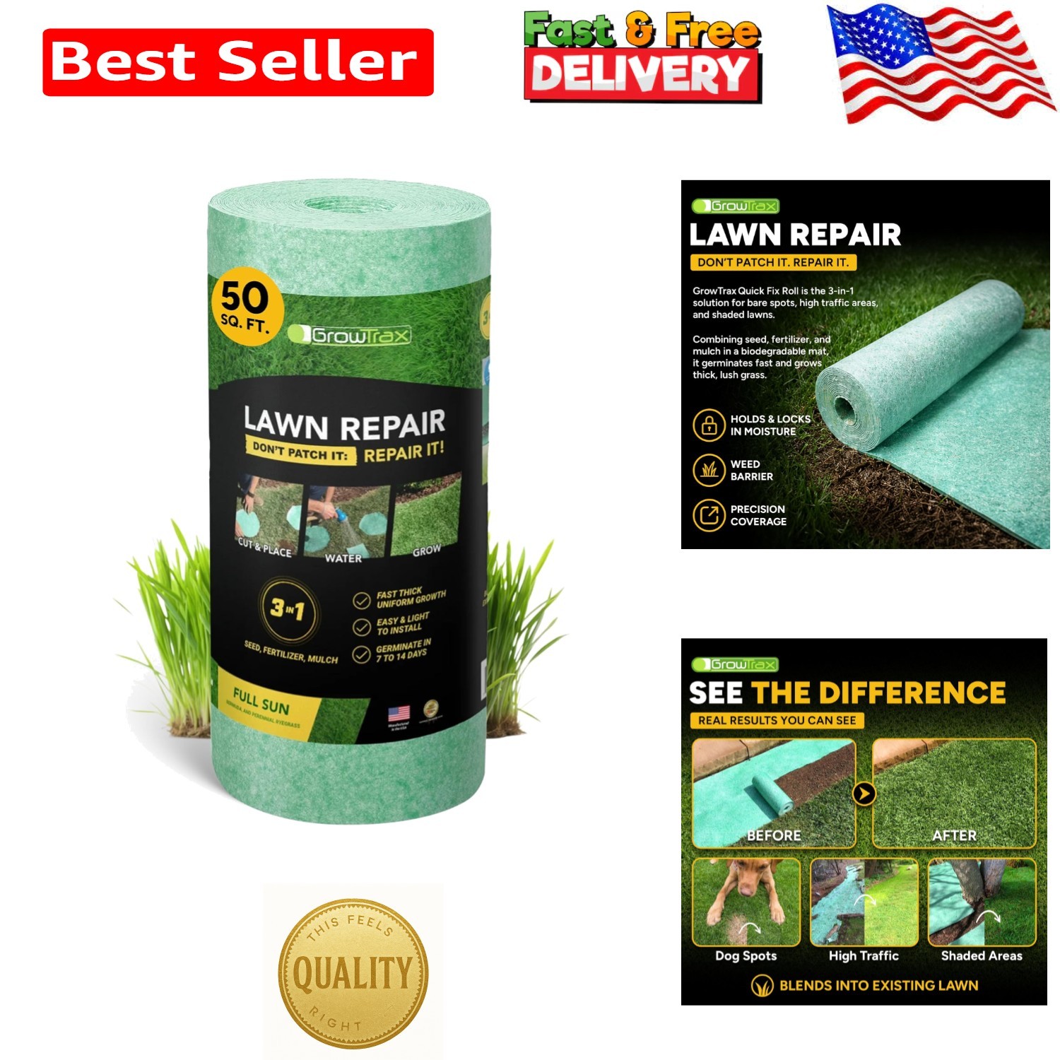 Fast Germination 50 SQFT Bermuda Rye Grass Seed Mat – Eco-Friendly Lawn Solution
