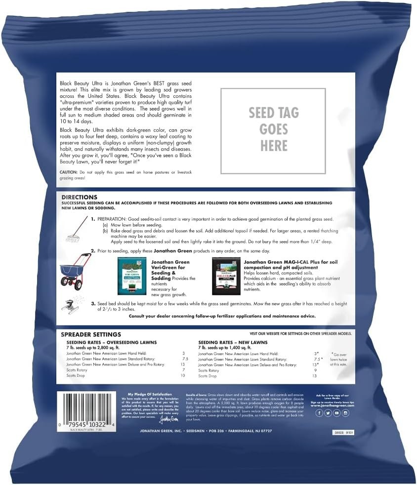 7 lb Black Beauty Ultra Grass Seed for Deep Green Lawns – 1,400 sq. ft. Coverage
