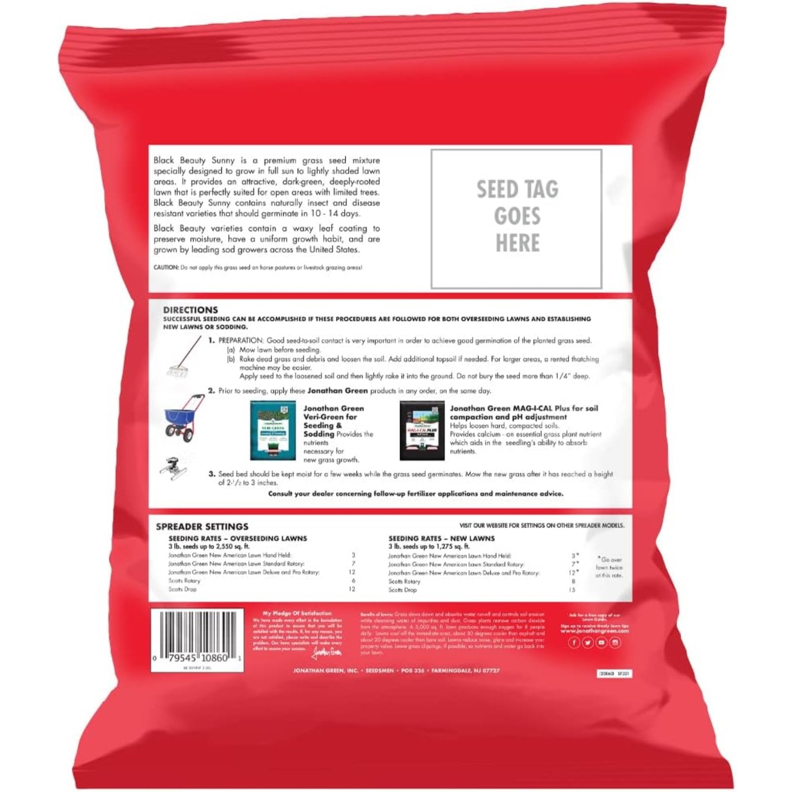 Jonathan Green Black Beauty Sunny Premium Grass Seed Mixture, 3lb bag, 4 Pack