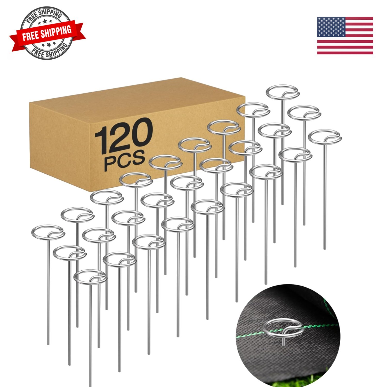 Heavy-Duty Landscape Staples – 120 Pcs 6-Inch G-Shaped Thickened Galvanized G…
