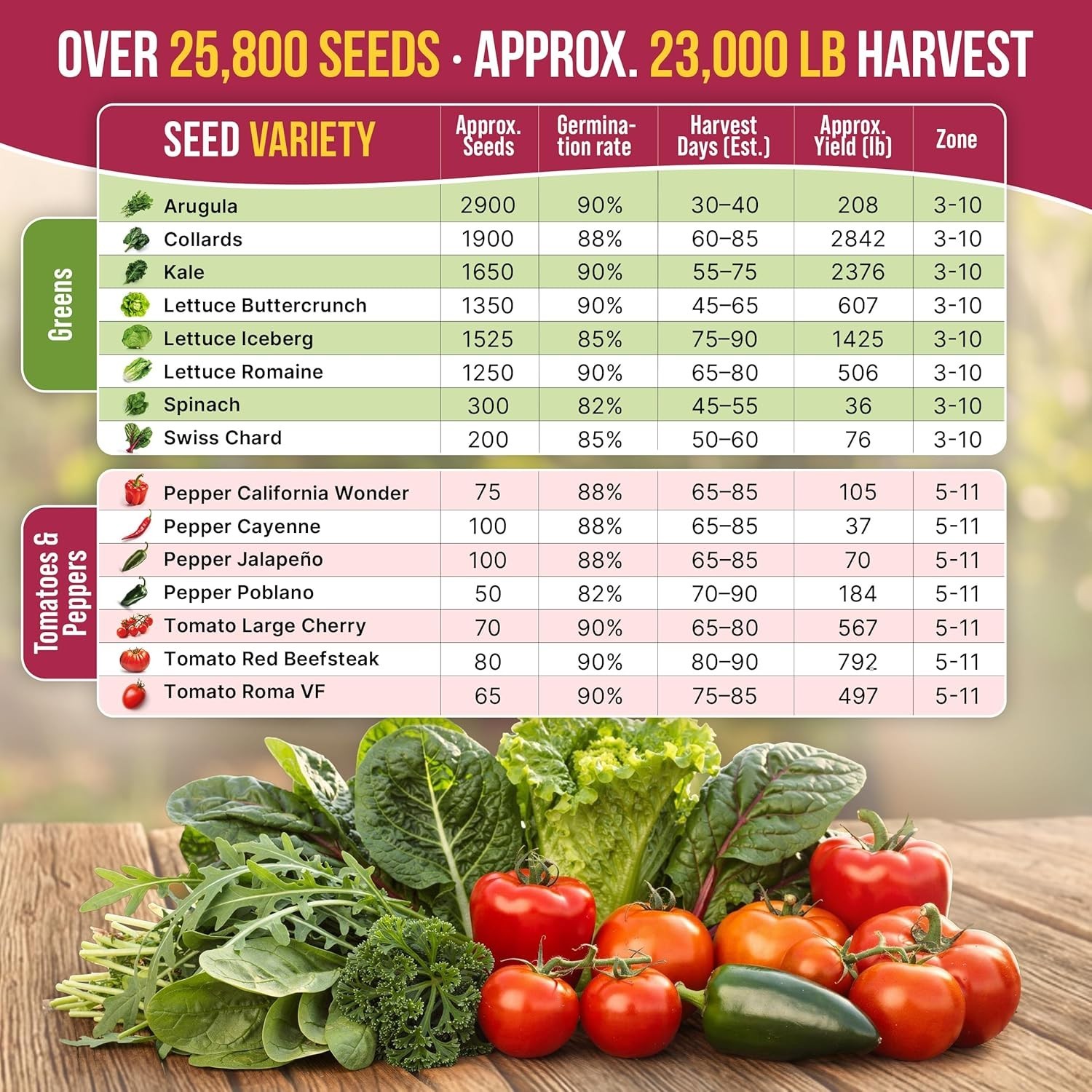 Heirloom Vegetable Seeds Pack with 40 Varieties for Home Garden Enthusiasts