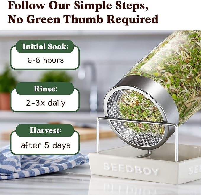 Organic Sprouting Seeds – Salad Blend Variety- Non-GMO, USA Grown Microgreens…