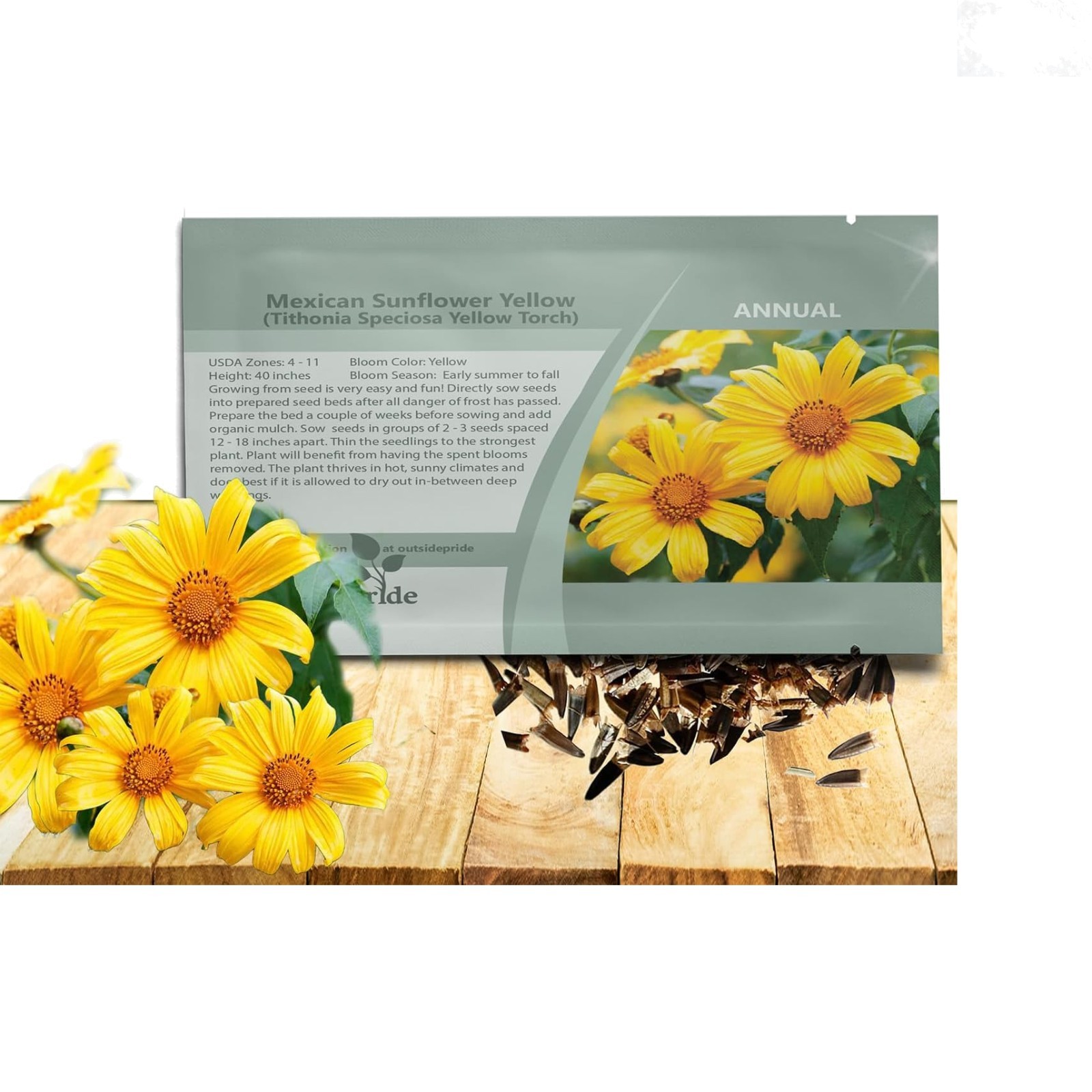 Yellow Mexican Sunflower Seeds 500 Pcs – Drought Tolerant Annual for Gardens,…