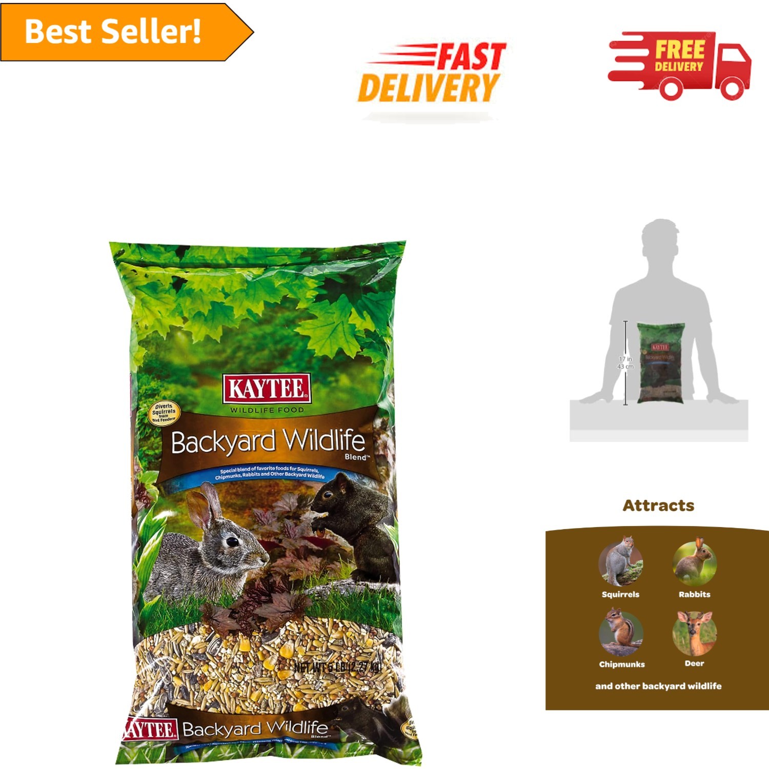 5 Pound Nature’s Blend Wildlife Food for Rabbits, Squirrels & Chipmunks