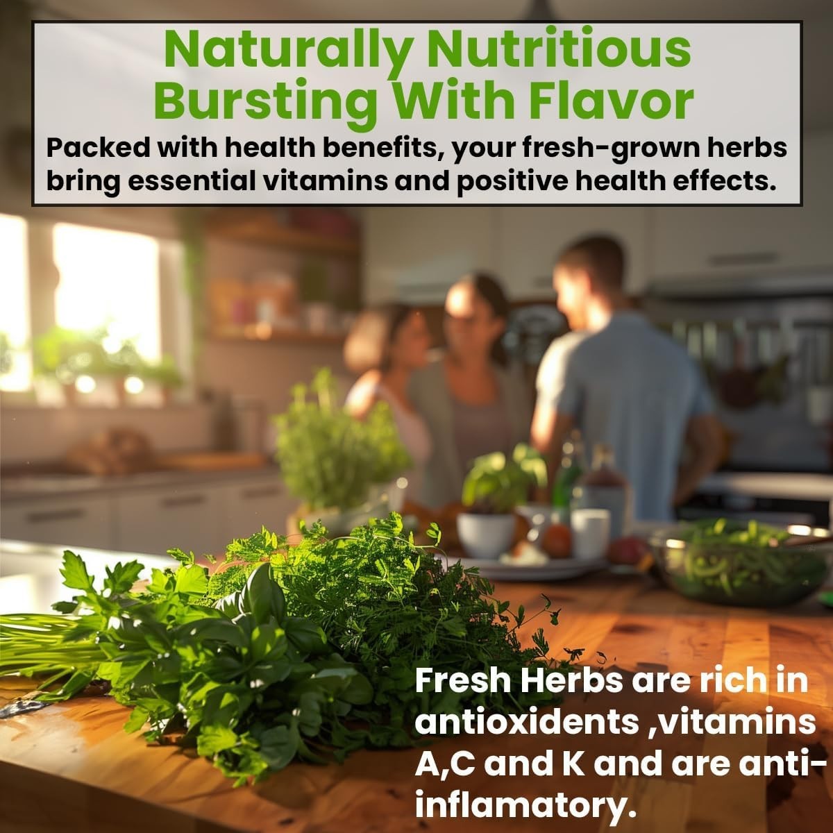 Indoor/Outdoor Herb Garden Seed Kit with 5 Heirloom Varieties for Fresh Flavor