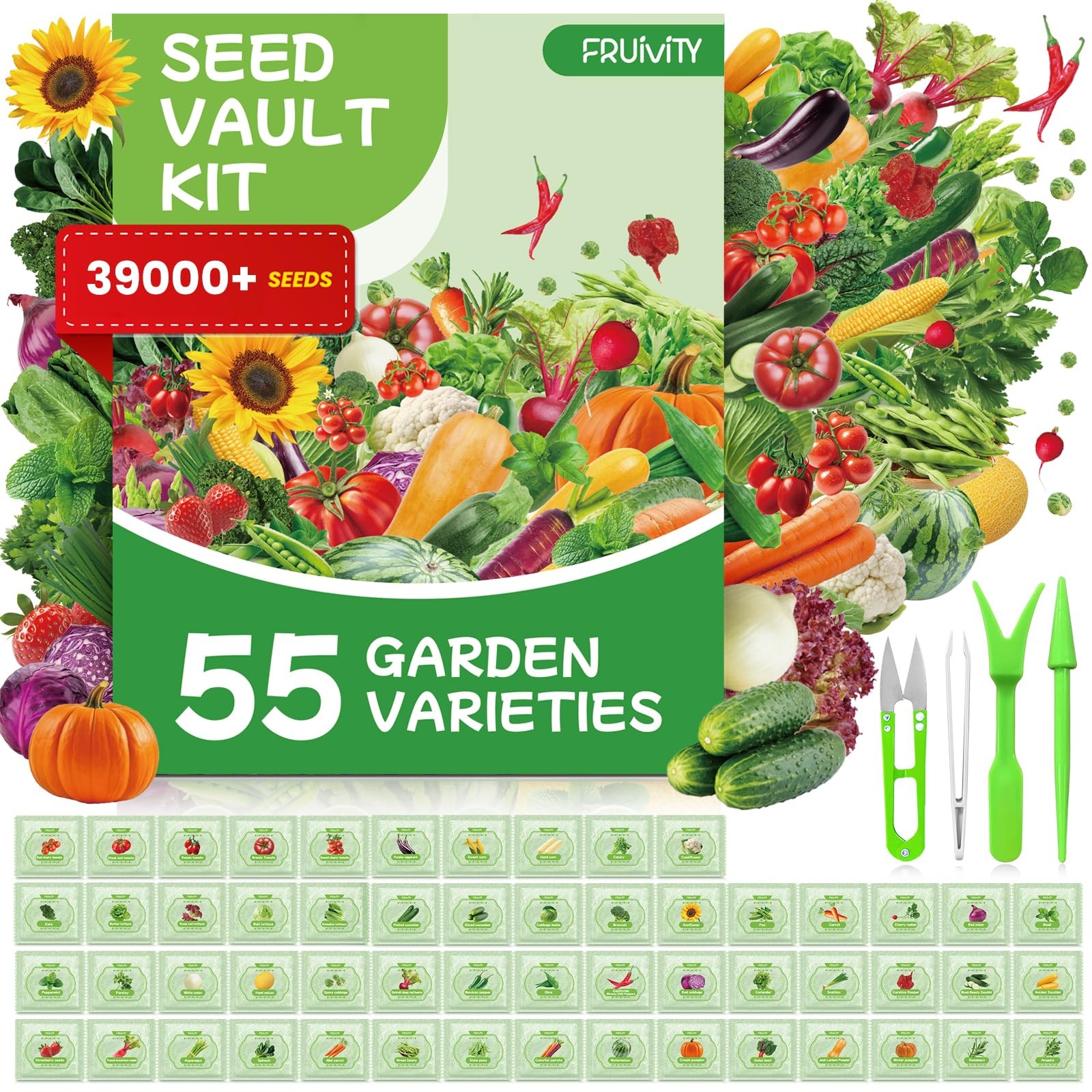 55 Vegetable Seeds Variety Pack – 39,000+ Heirloom Seeds for Planting Vegetab…