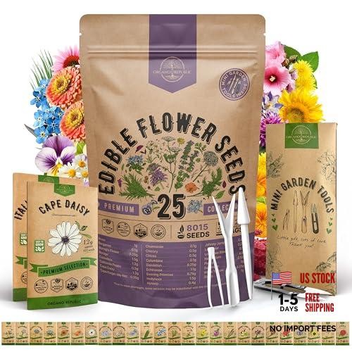 Variety Pack for Indoor Outdoor 25 Edible Flower Seeds Edible Flower Seeds